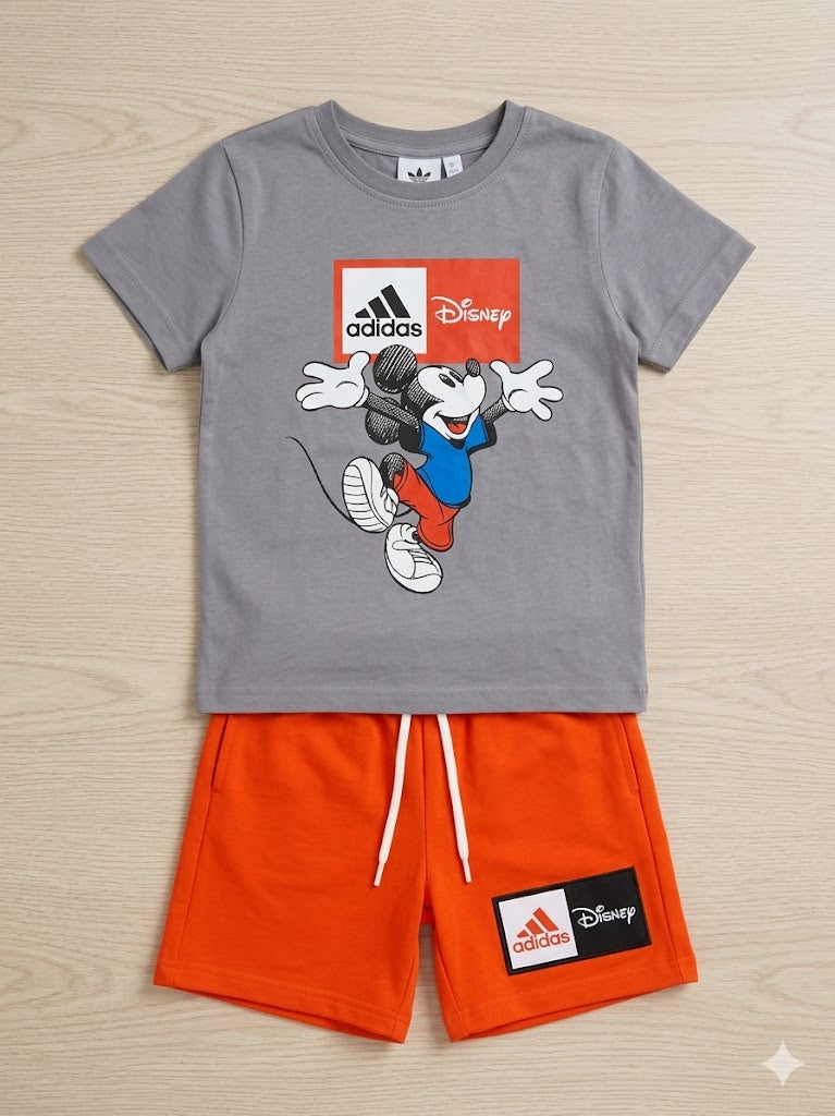 ADIDAS Mickey Mouse Playtime Tee and Shorts Summer Set – Kids Boys (Ages 3 to 10)