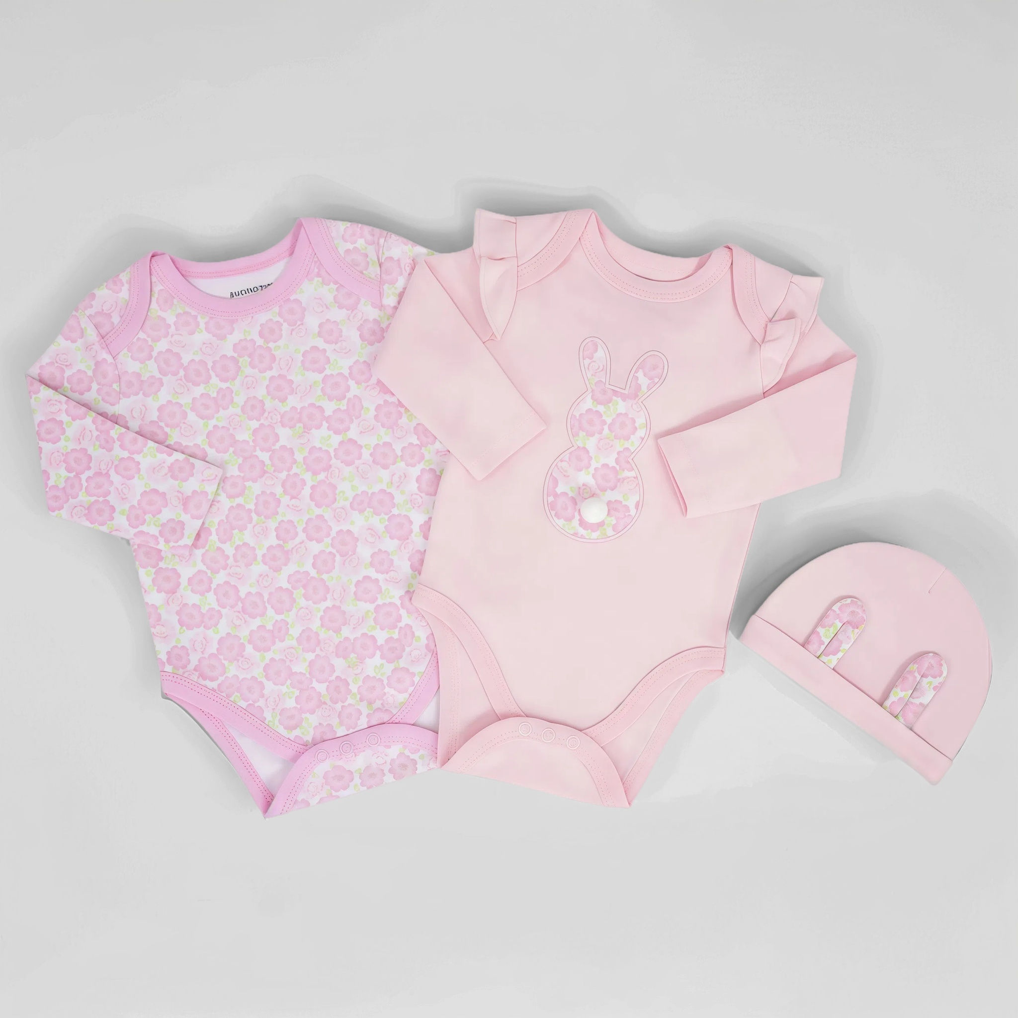 Newborn 3-Piece Baby Girl Set – Bunny and Floral Design (Newborn – 9 M)