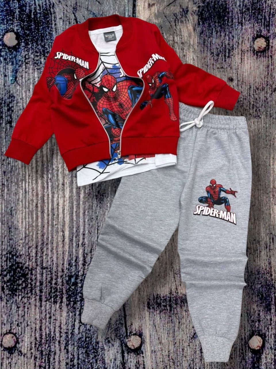 Spiderman 3-piece Kids Boys Red Cotton Set - Kids Boys (3PCs)