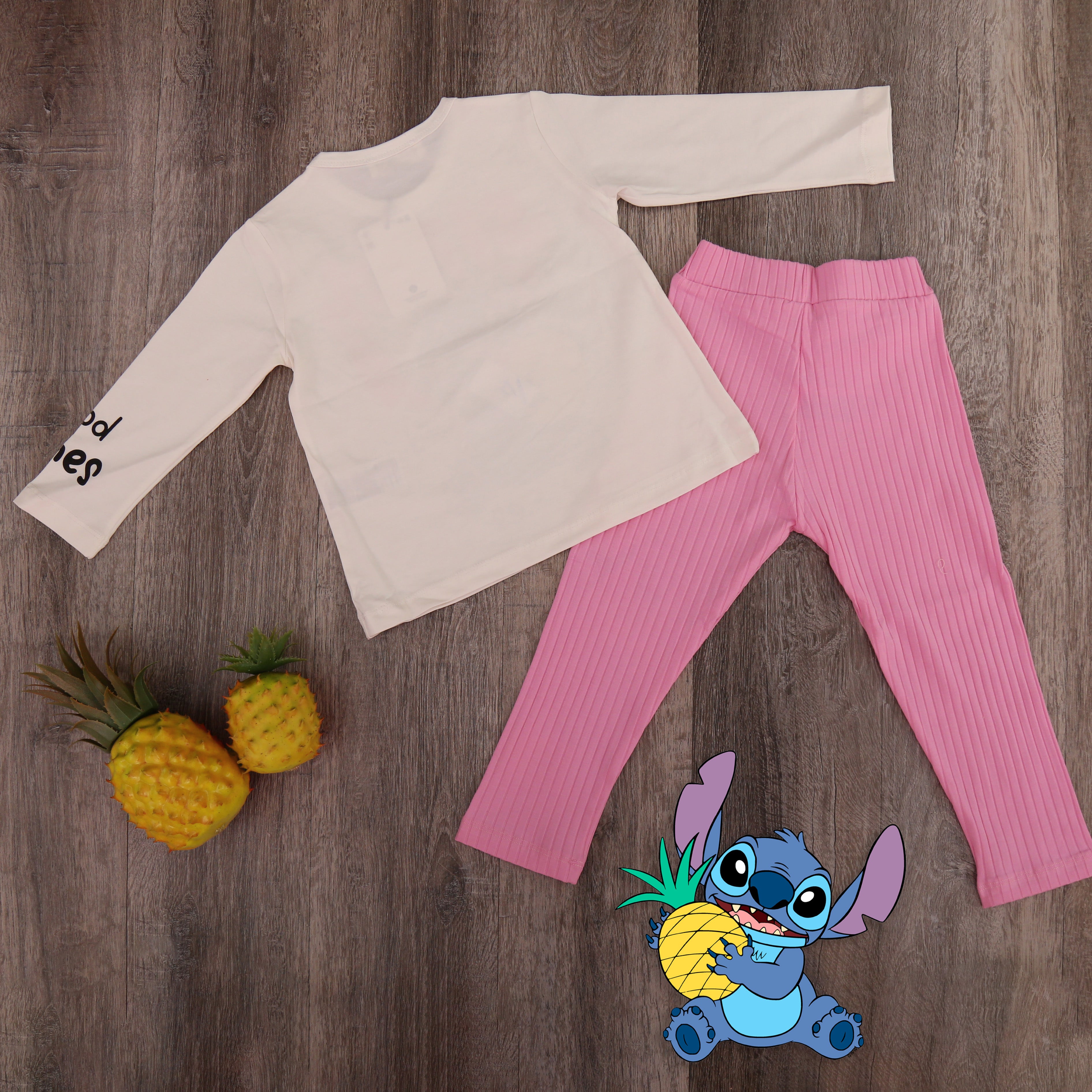 Pineaple Stitch  Cotton Ping Top and Pants Sets - Kids Girls (2Pcs)