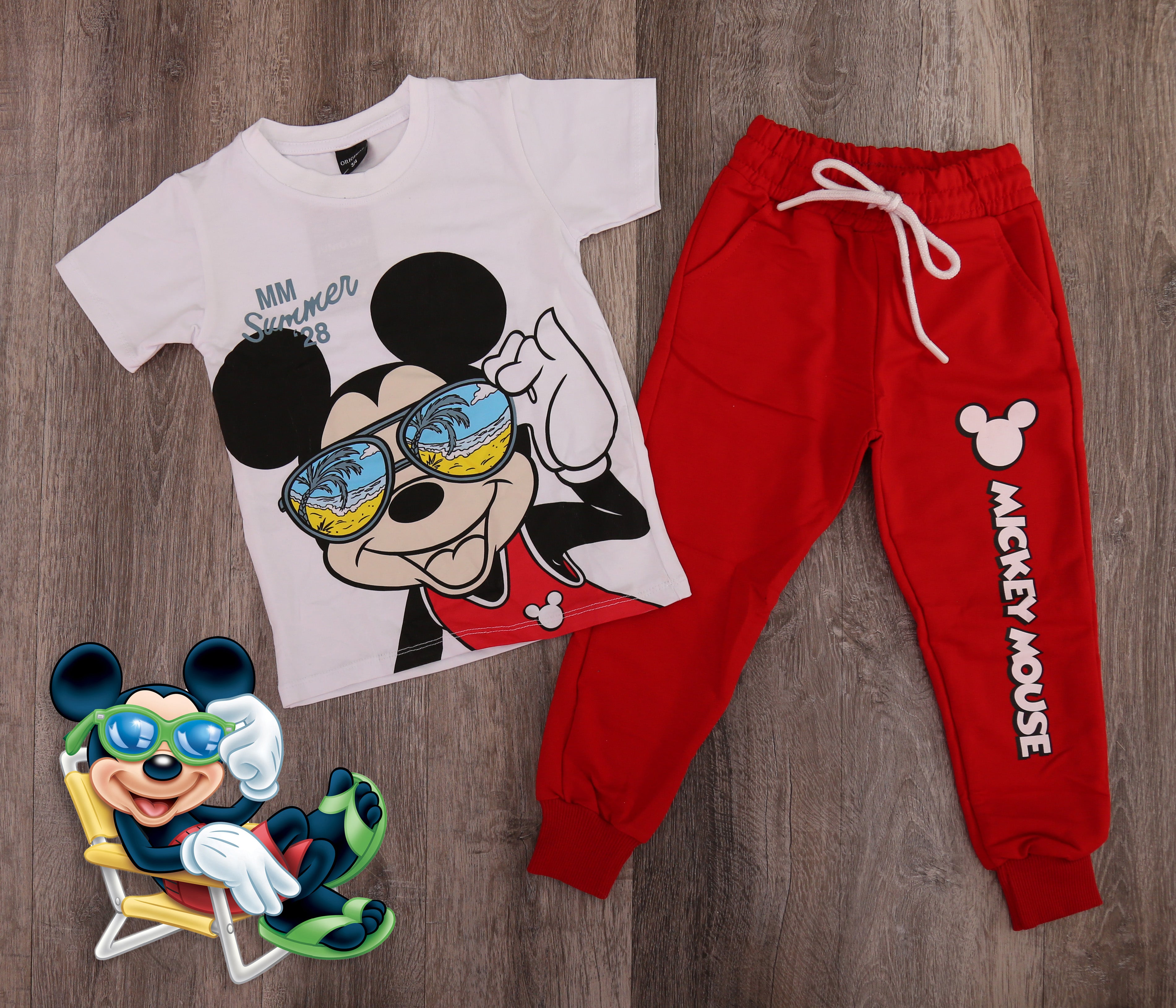 طقم تيشيرت وبنطال ميكي ماوس للأولاد - قطعتين