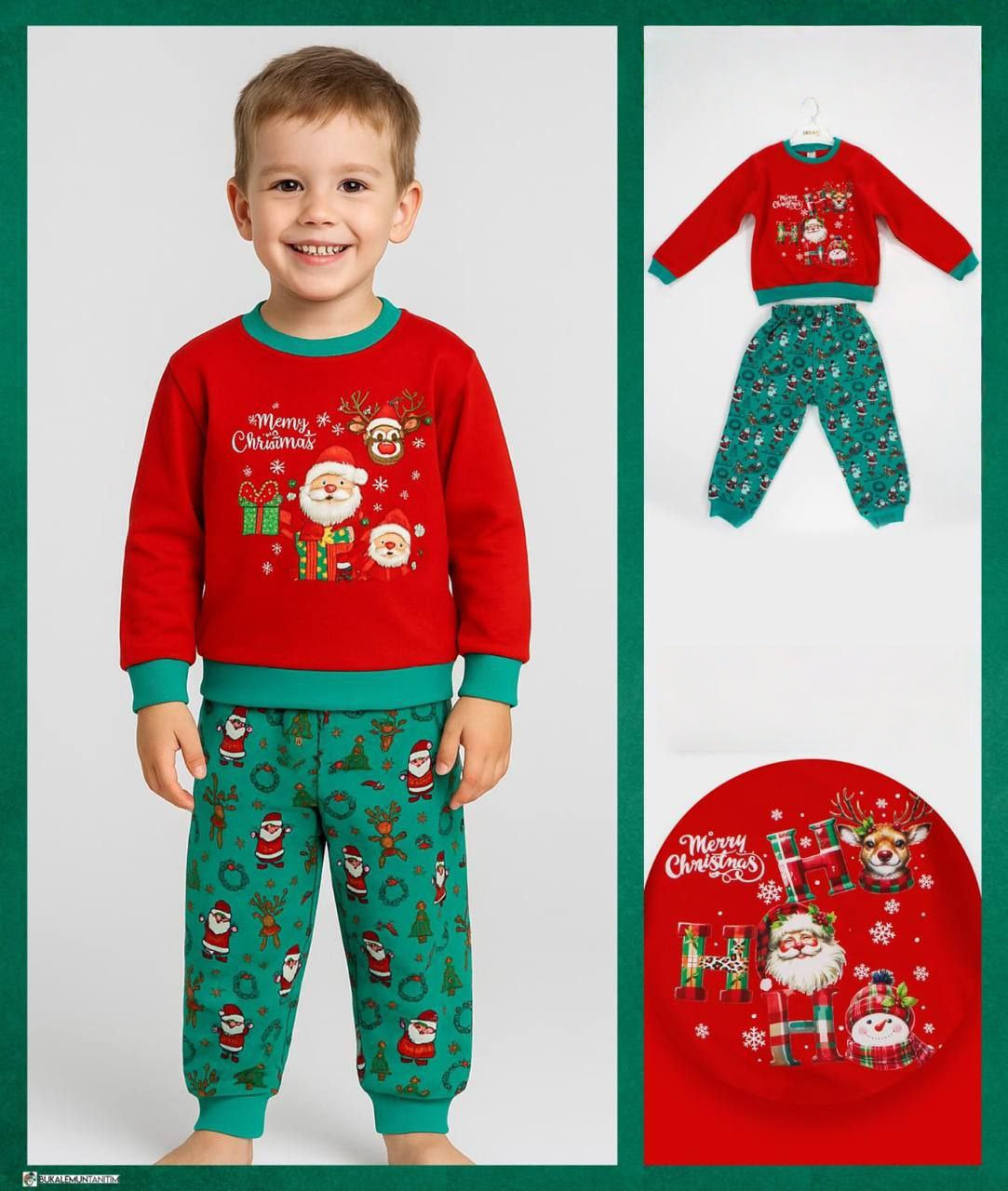 Christmas Kids Red and Green Set with Festive Prints - Kids (5-8Y)