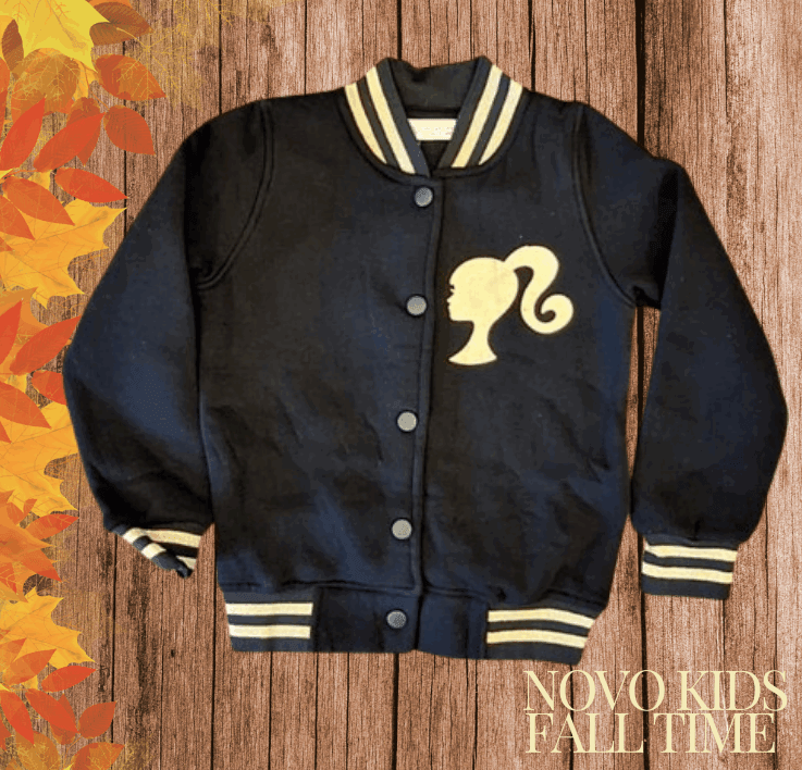 Barbie Girl Fall Cotton Jacket in Black and Gold - Kids Girl (1PC) - Novo Kids