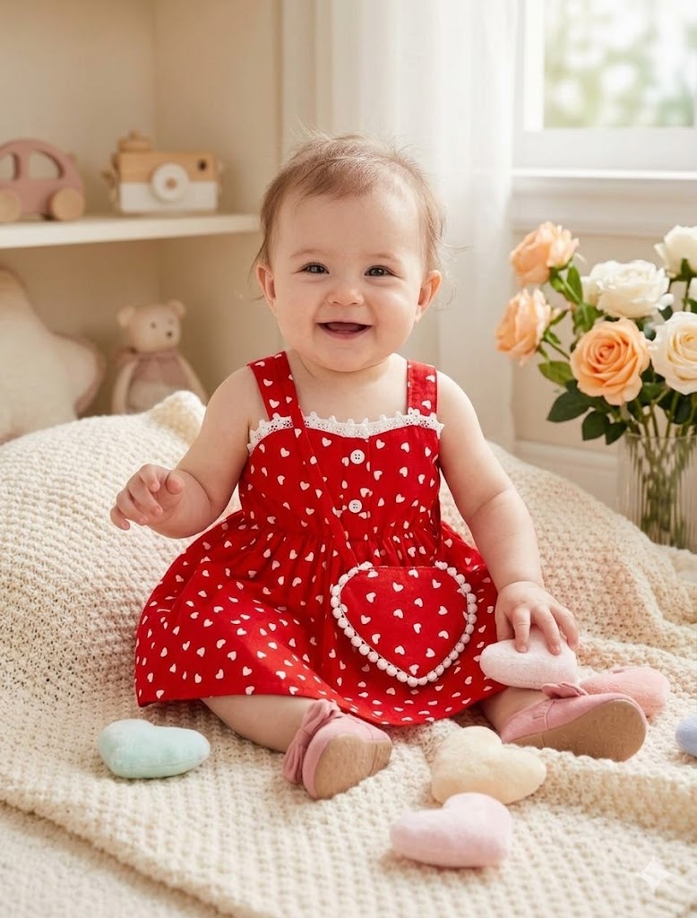 Sweetheart Red Party Dress Set with bag - Baby Girls (6-24 M)