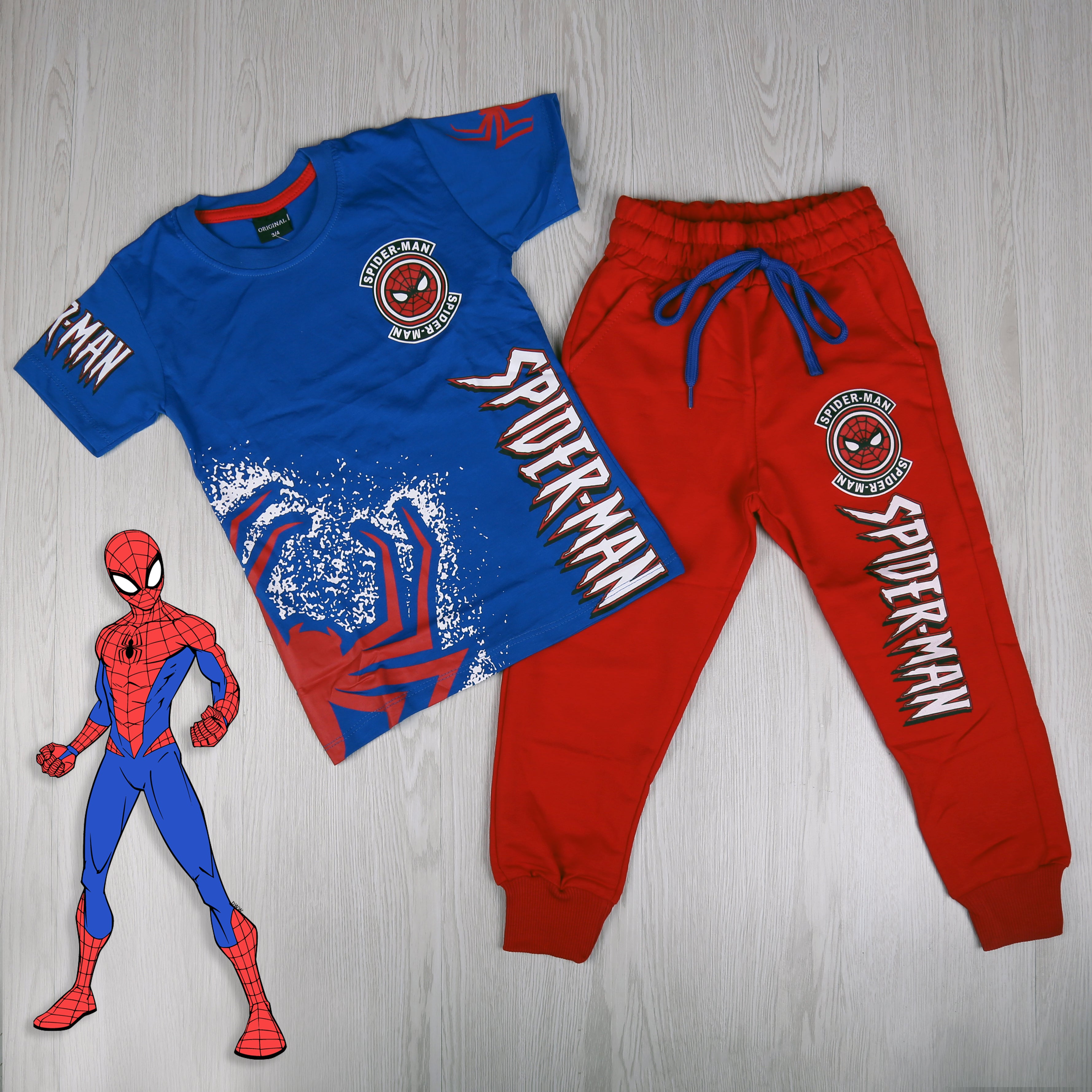 Ionic Spiderman Design Outfit Set Shirt and Pants- Toddler/Kids Boys (2PCs)
