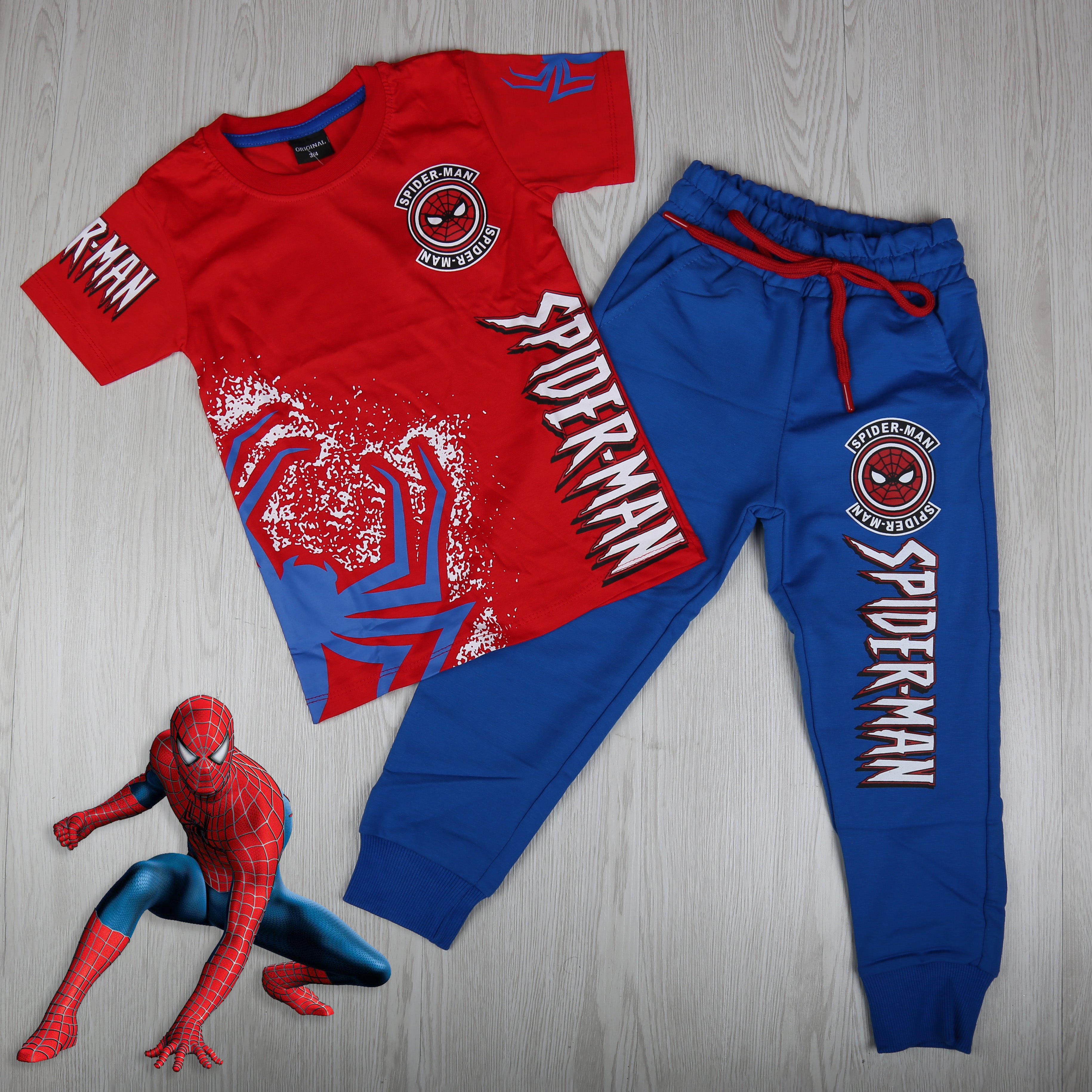 Ionic Spiderman Design Outfit Set Shirt and Pants- Toddler/Kids Boys (2PCs)