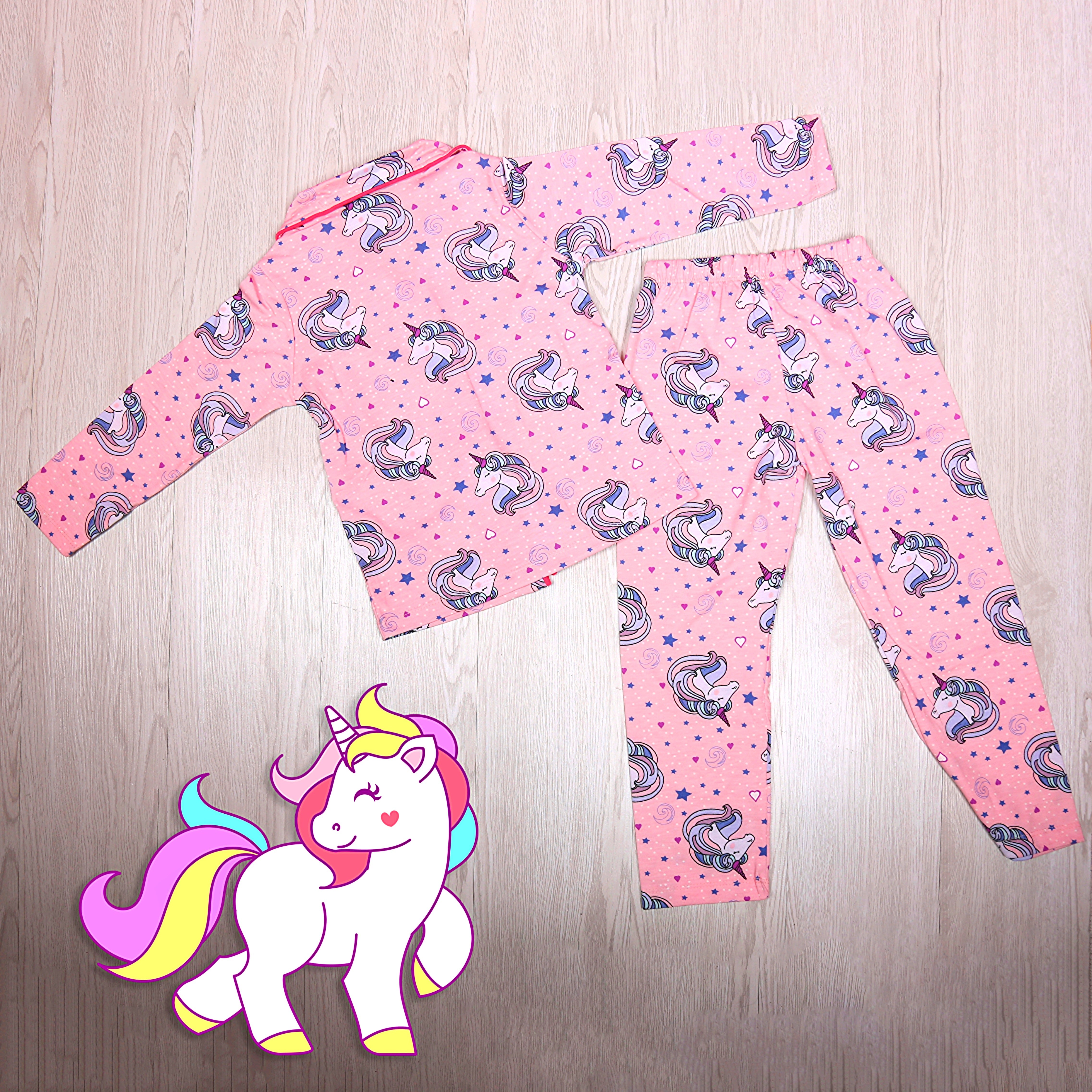 Long Sleeve Pink Unicorn Pajama - Kids Girls