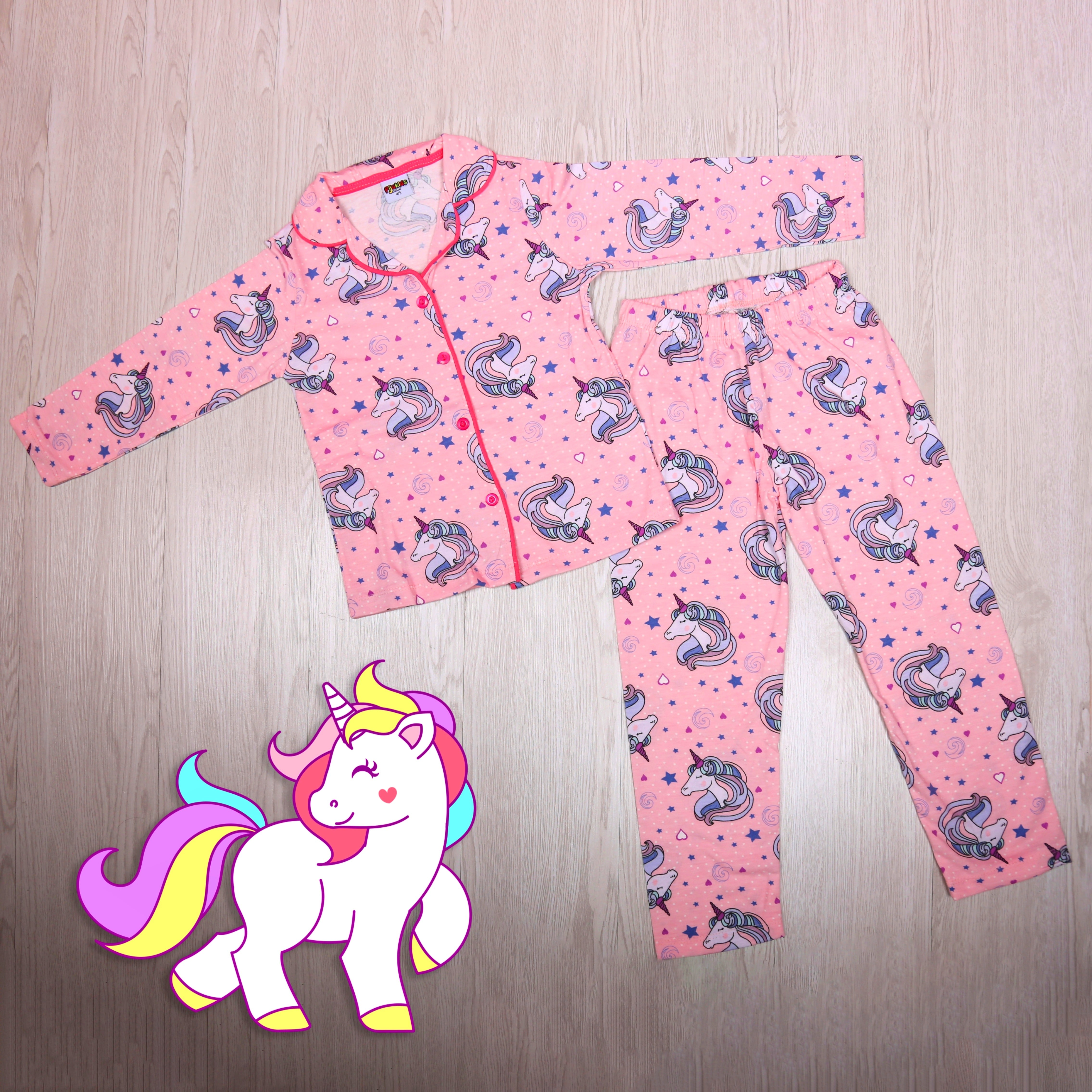 Long Sleeve Pink Unicorn Pajama - Kids Girls