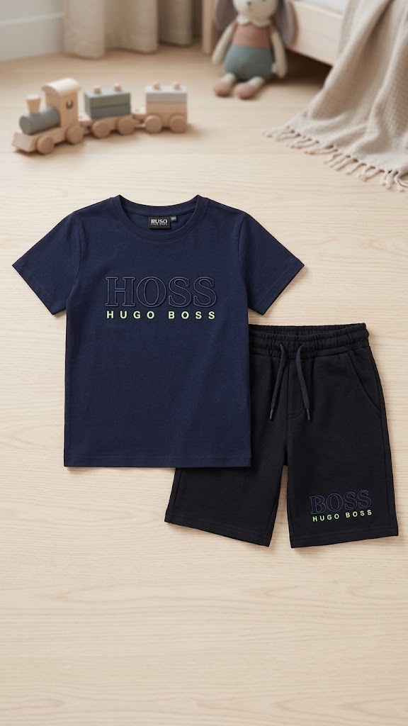 Boss Short-Sleeve Tee Shorts Black Summer Set –– Kids Boys (Ages 2 to 15)