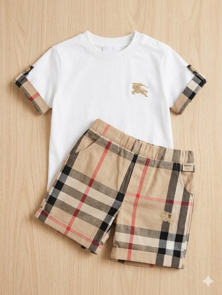 Burberry Little Gentleman Checkered Shorts Set- Baby Boys (6 to 24M)