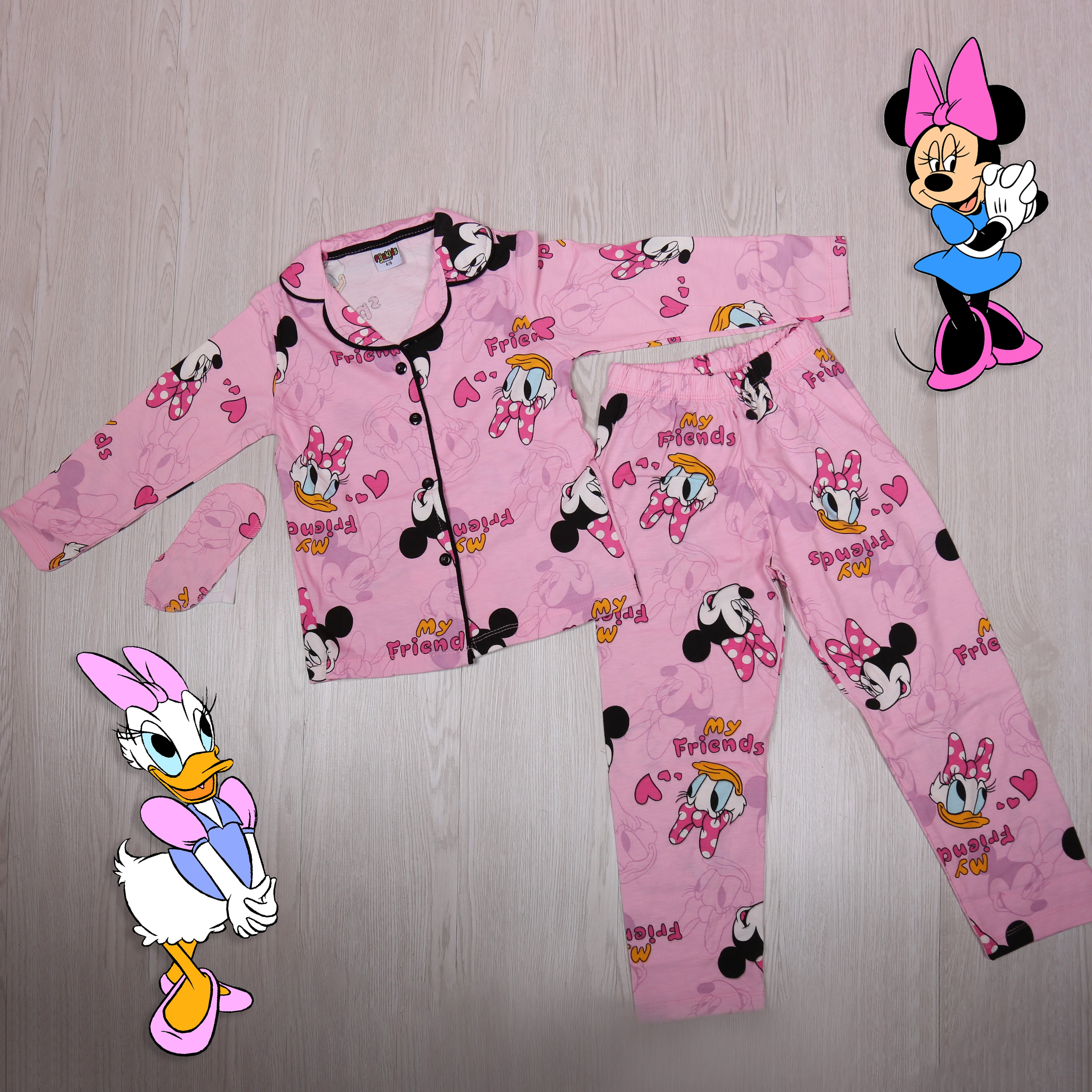 Long Sleeve Pink Minnie & Daisy Pajama - Kids Girls.