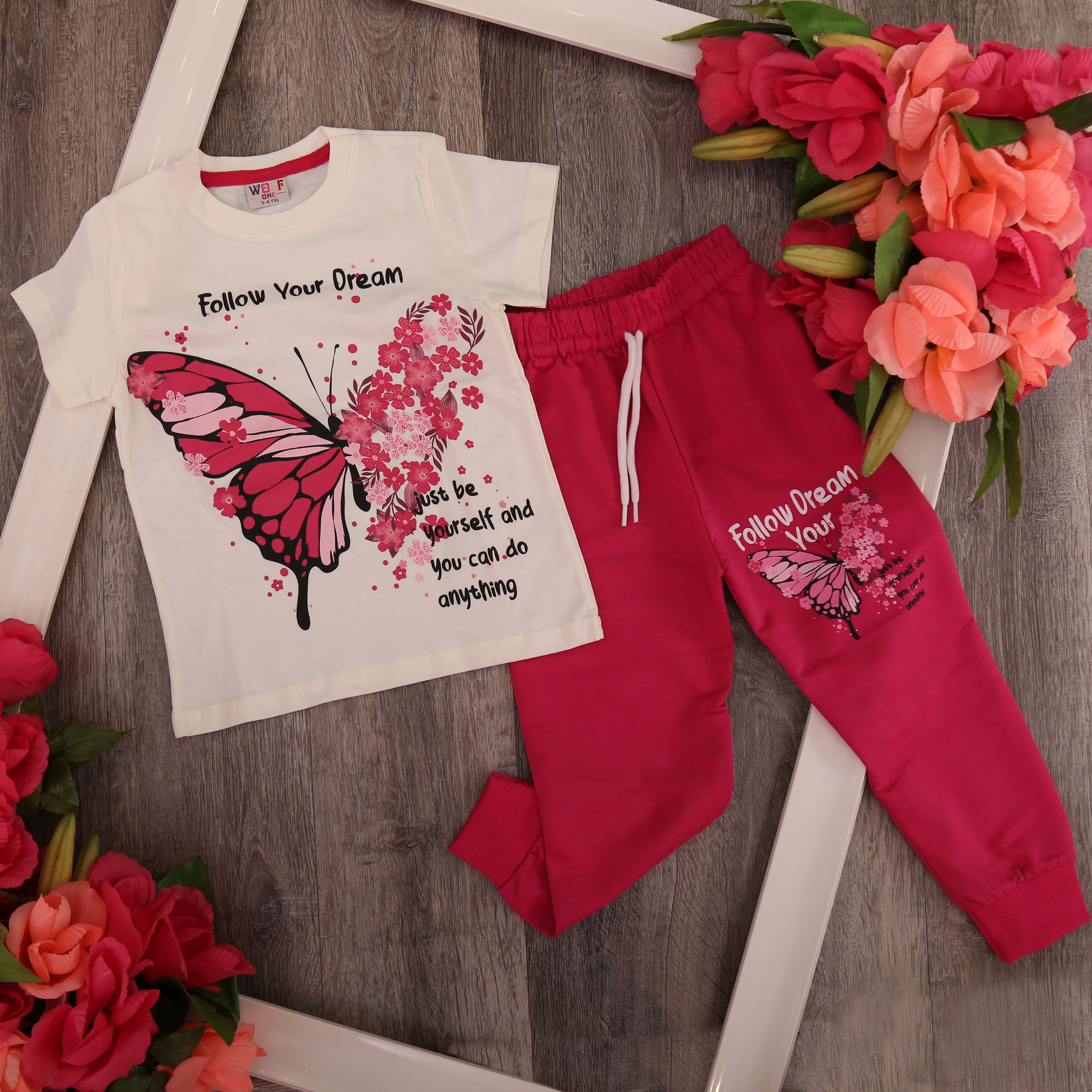 Butterfly Follow Your Dream outfit Set - Kids Girls (2PCs)