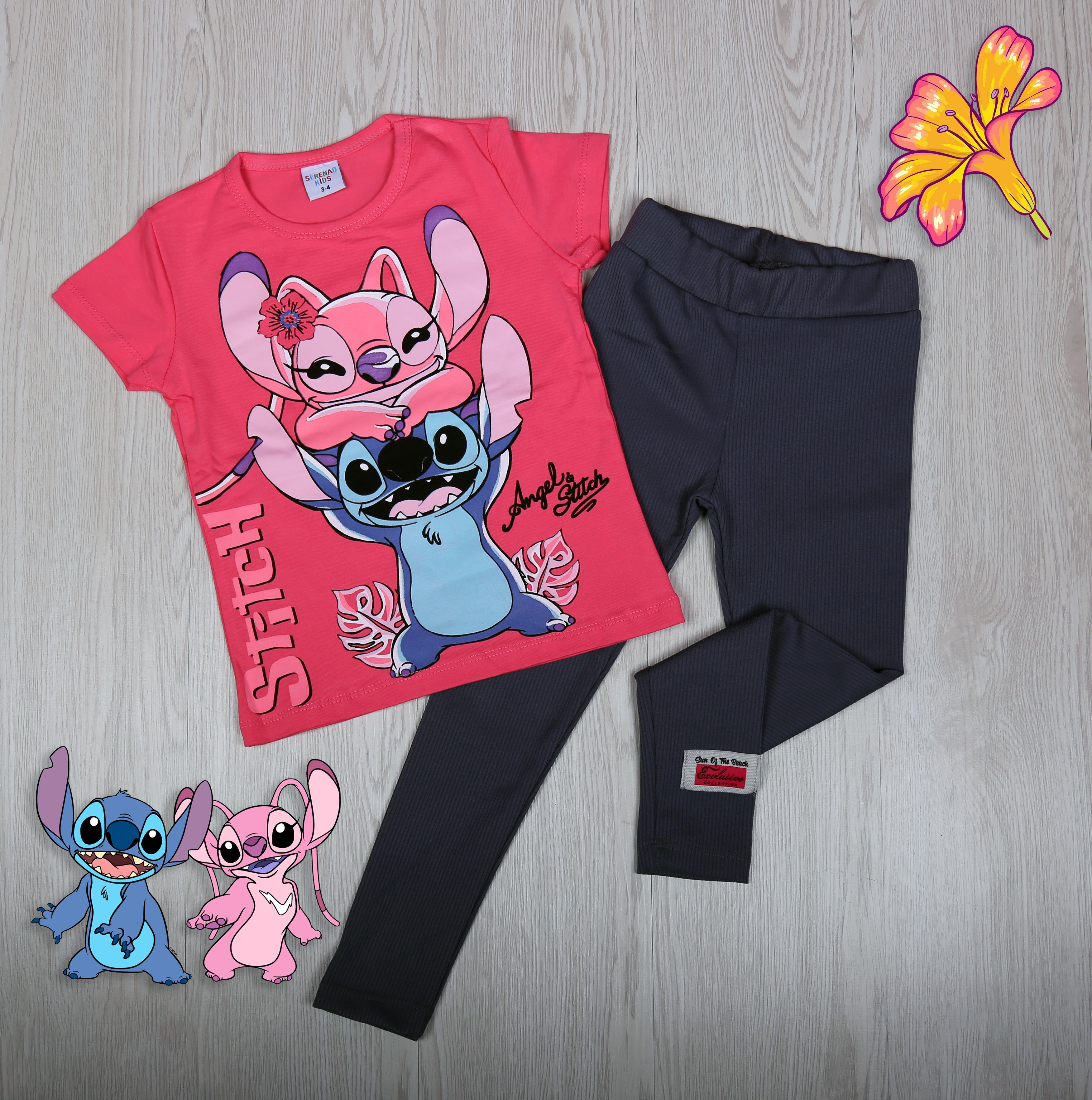 Stitch & Angel Girls Outfit Set (Pink) - Kids Girls (2PCs)