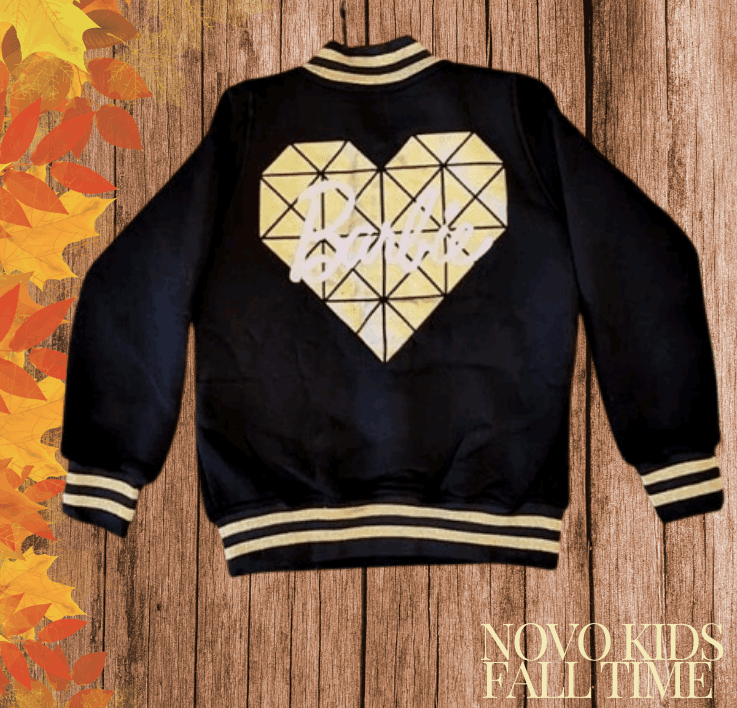Barbie Girl Fall Cotton Jacket in Black and Gold - Kids Girl (1PC) - Novo Kids