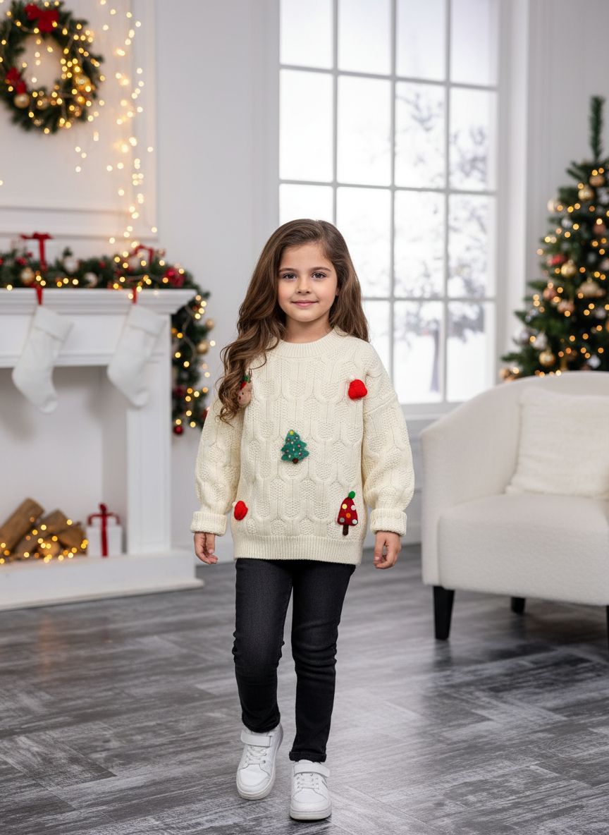 GKids’ Holiday Knitted Sweater – 3D Christmas Design - Kids Boys/Girls (3-10Y)