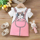Childlike Animal Pattern Cat Flutter Sleeve Dress - Baby Girl