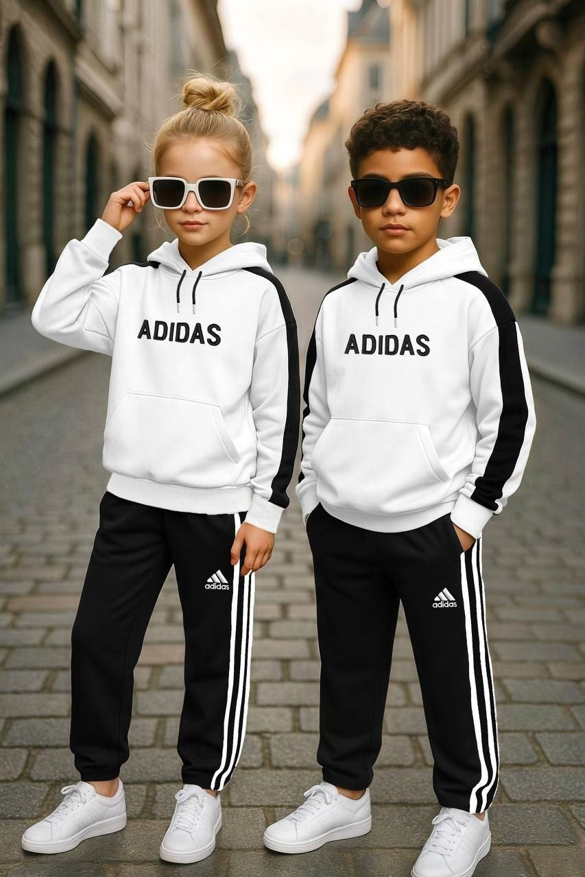 Adidas 2-Piece White Hoody Tracksuit Set - Kids Boys/Girls (2PCs)