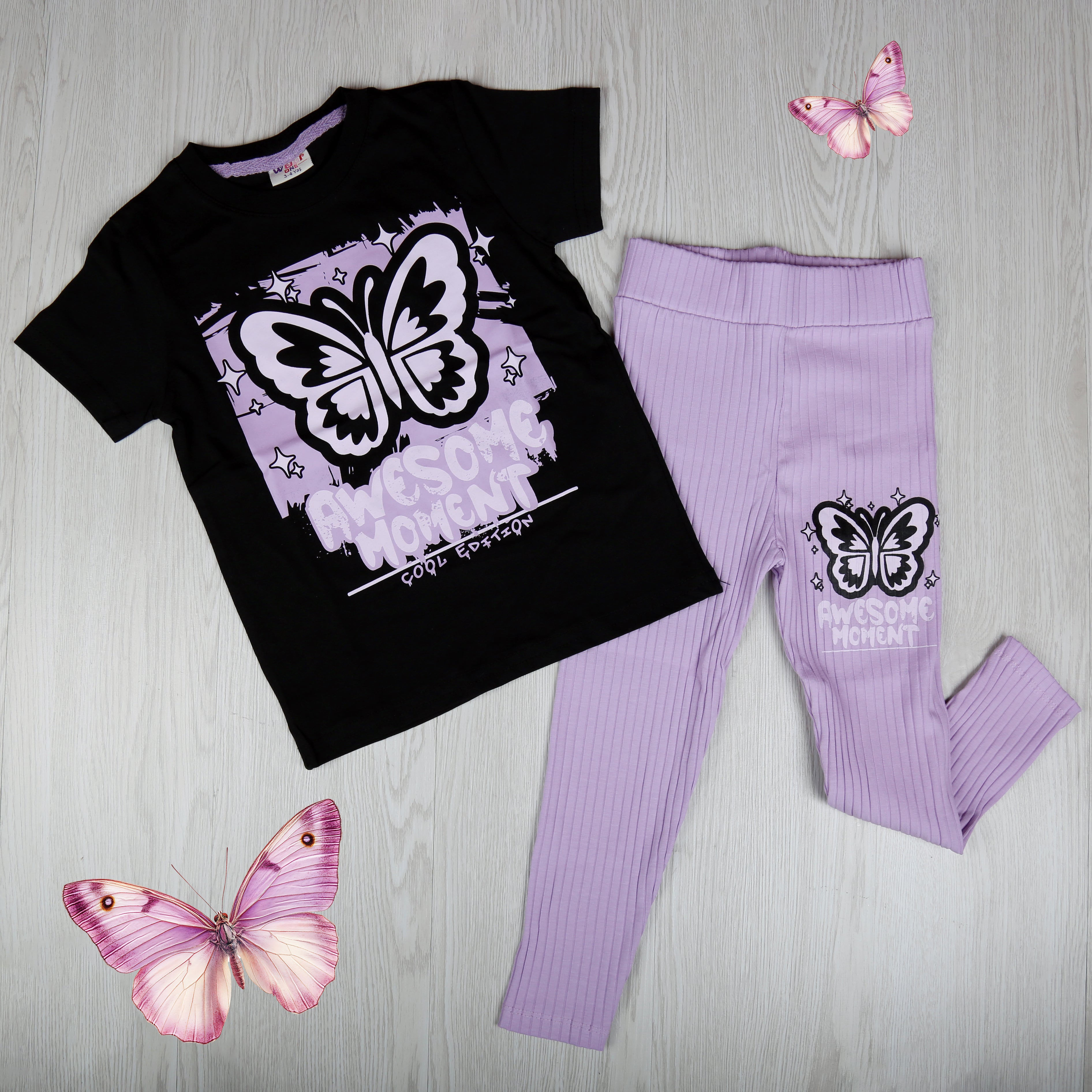 Awesome Moment Butterfly Girls Set – Cool Edition - Kids Girl (2PCs)