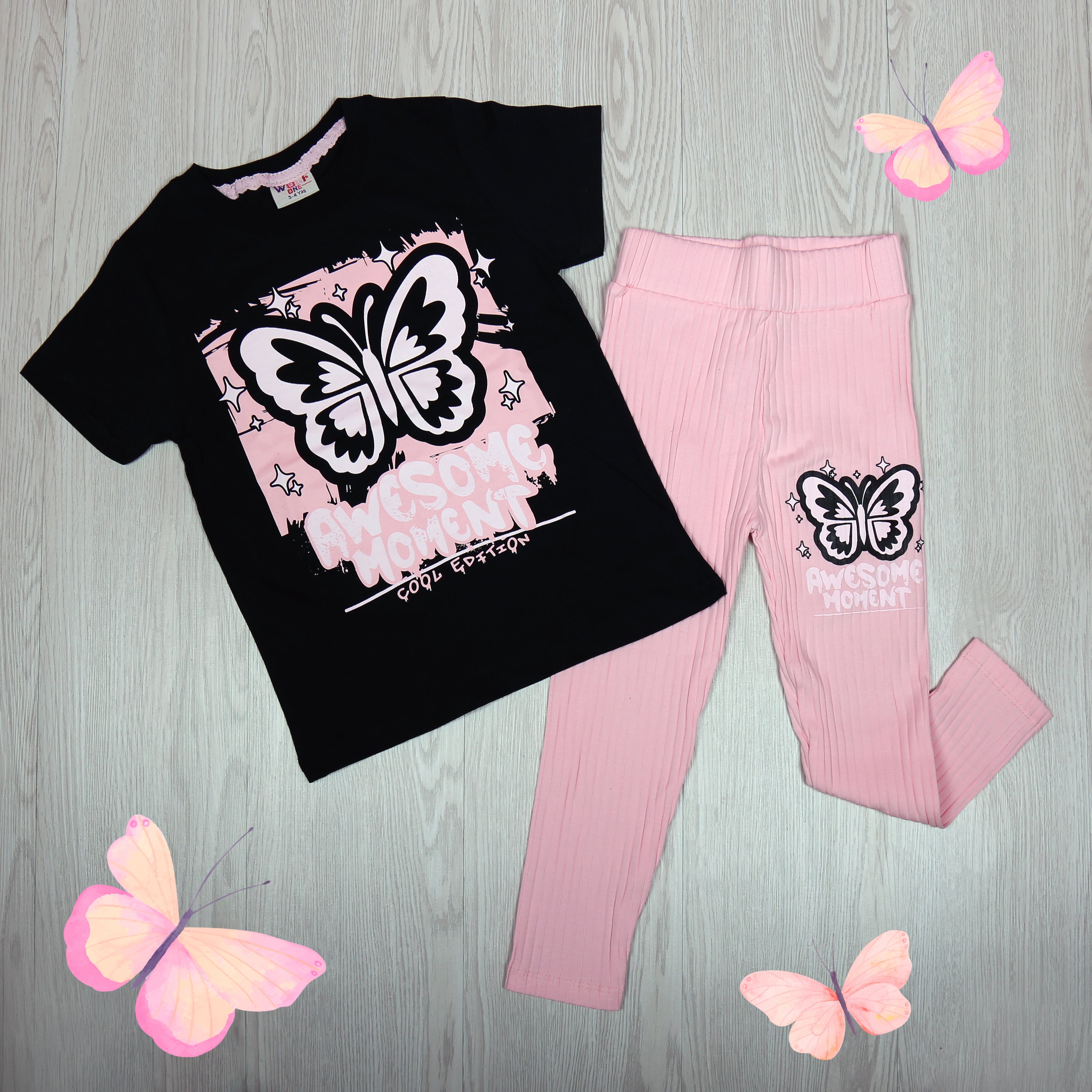 Awesome Moment Butterfly Girls Set – Cool Edition - Kids Girl (2PCs)