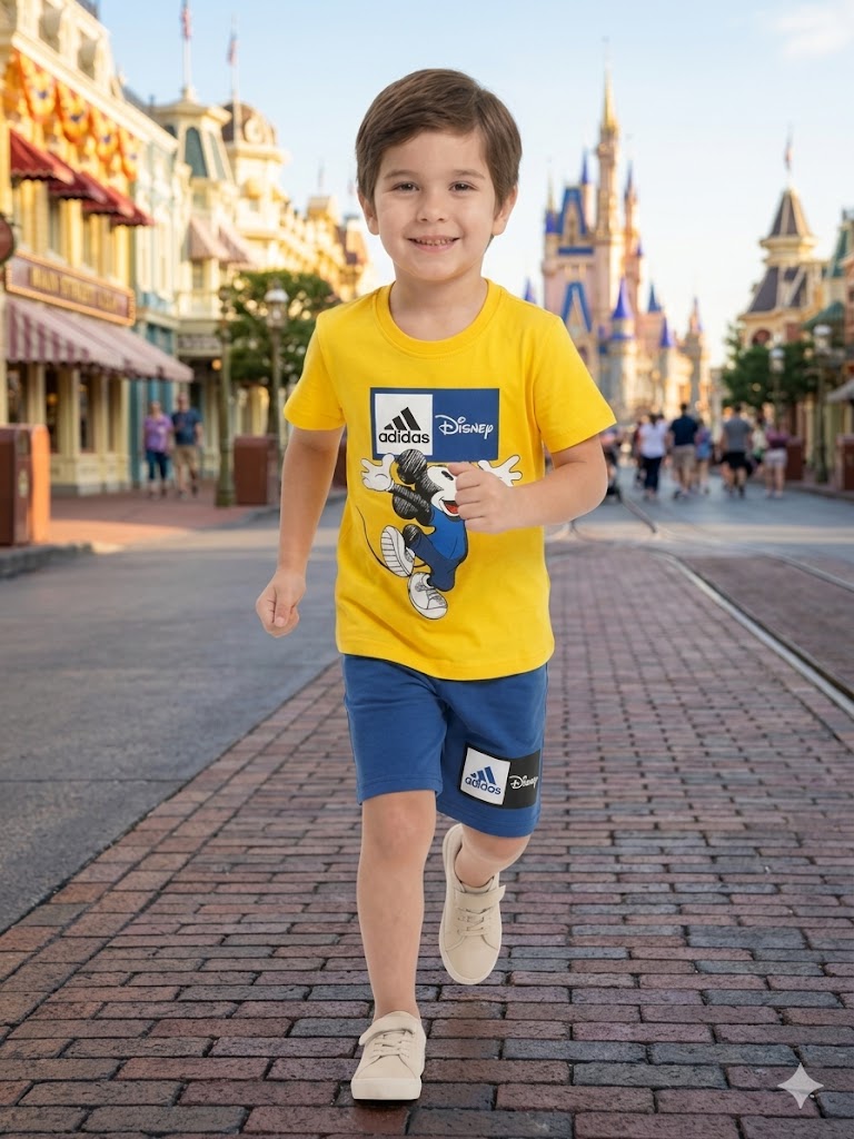 ADIDAS Mickey Mouse Active Tee and Shorts Summer Set – Kids Boys (Ages 3 to 10)