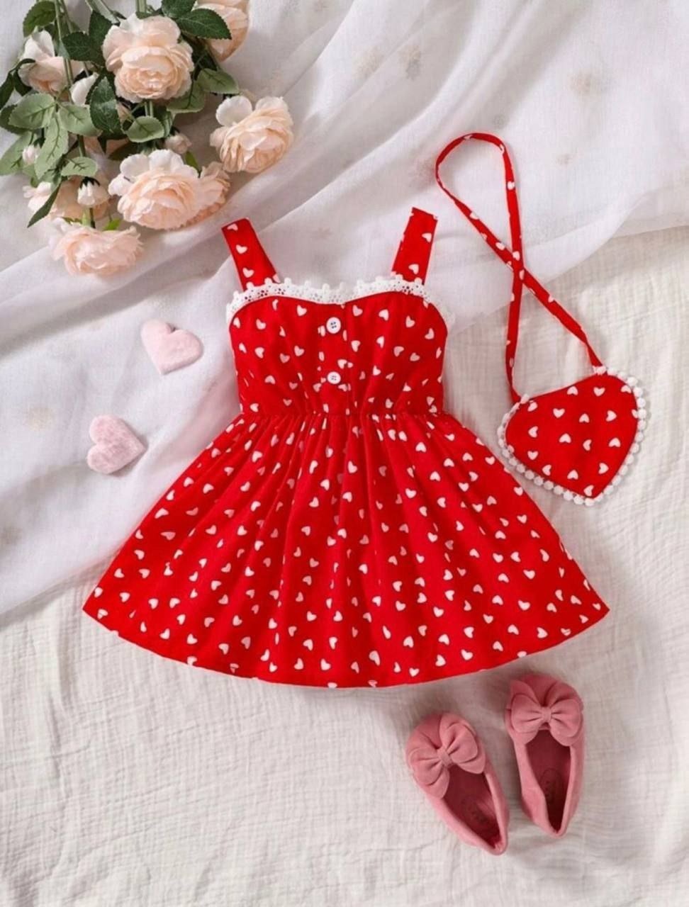Sweetheart Red Party Dress Set with bag - Baby Girls (6-24 M)