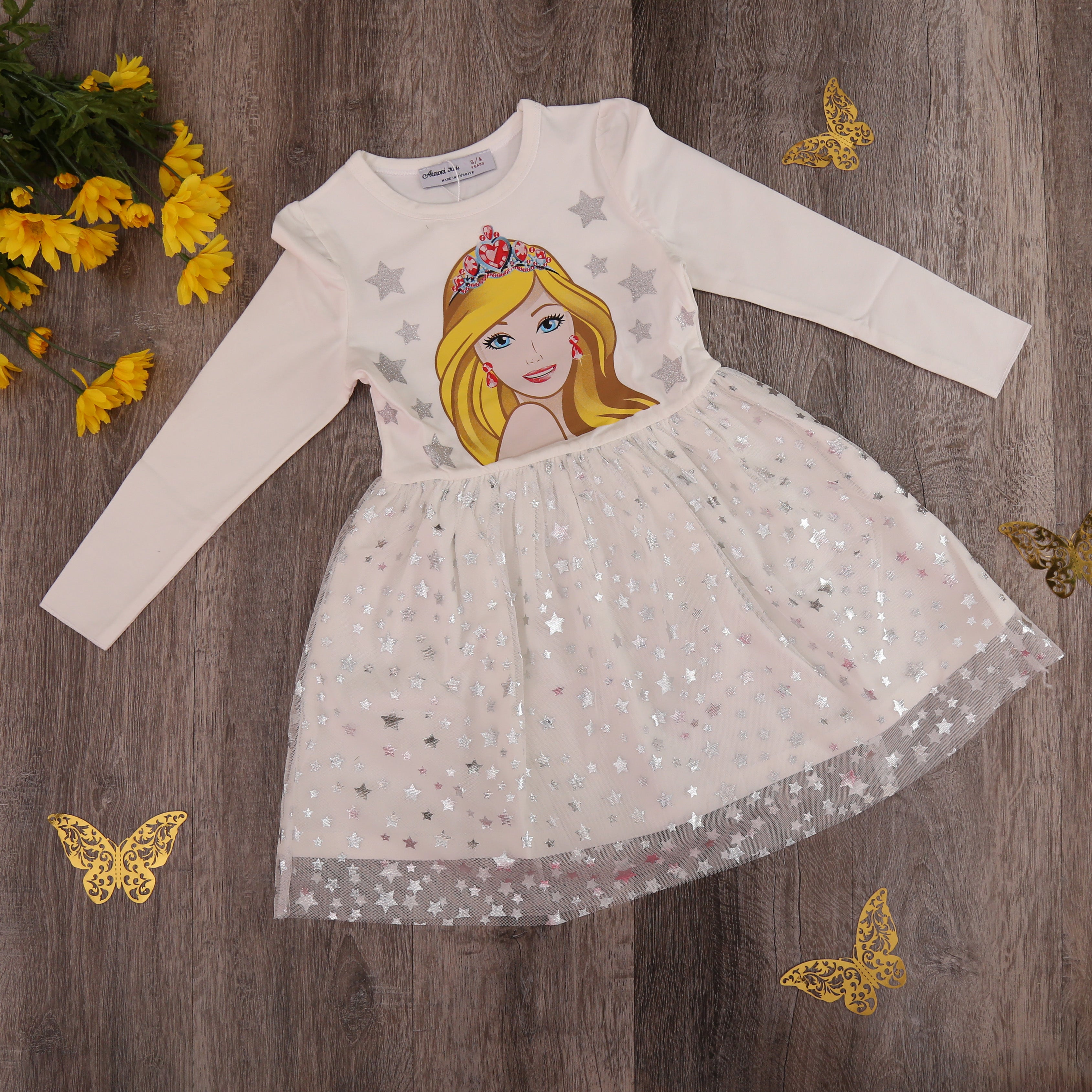 Princess Sparkle Long-Sleeve Dress- Toddler/Kids  Girls