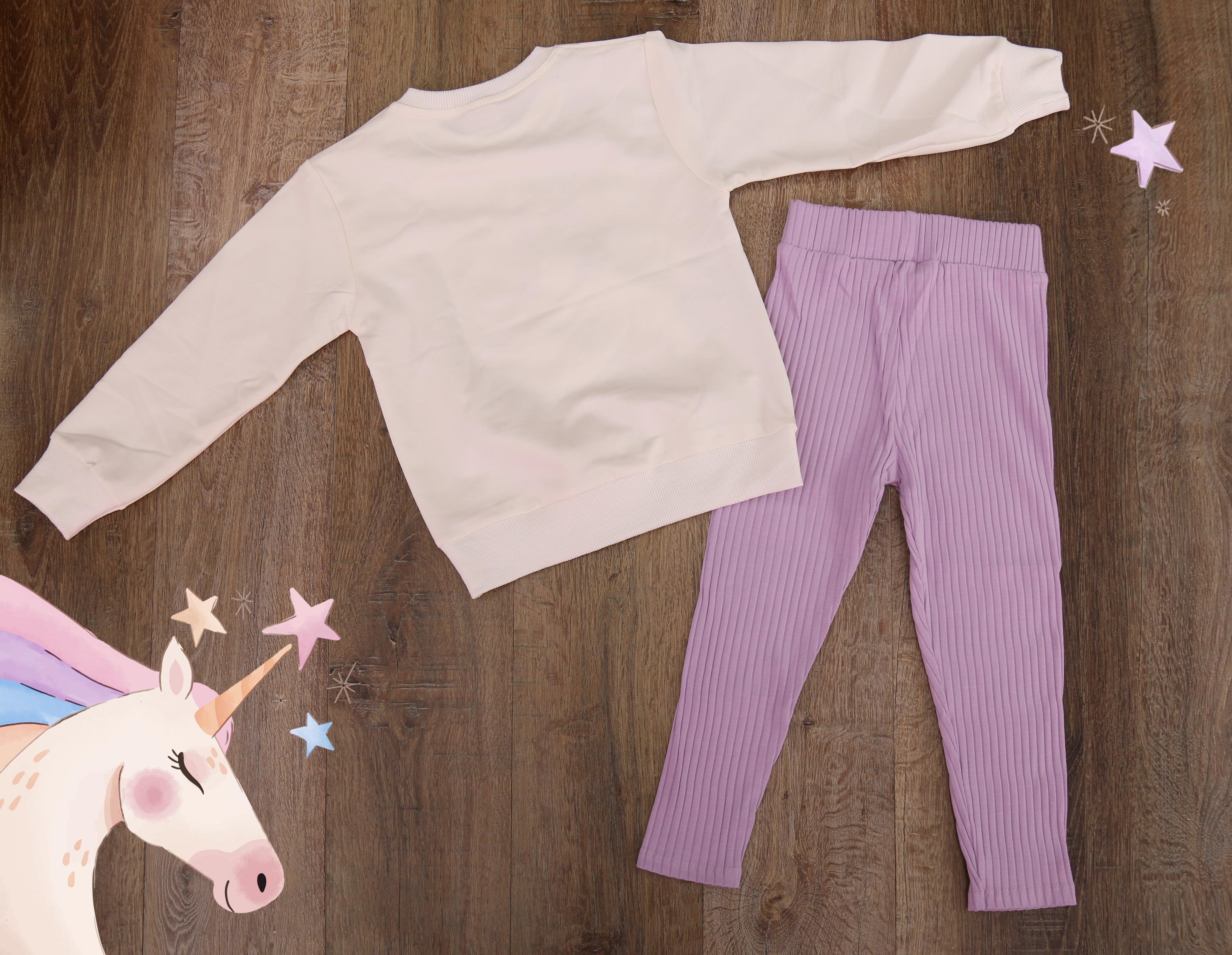 Magic of Unicorn Cotton Outfit Set Purple- Kids Girls
