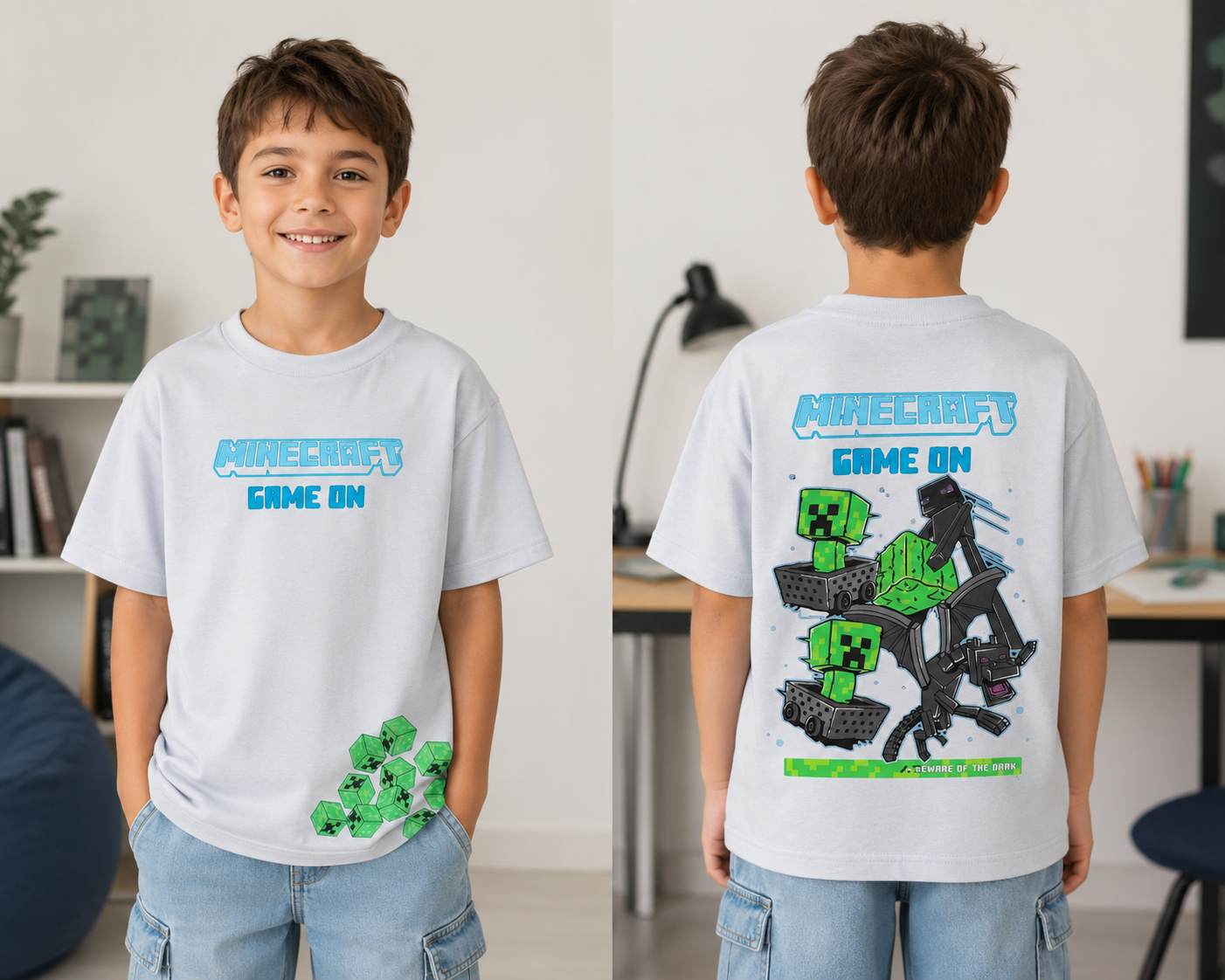 Minecraft "Game On" Kids Graphic T-Shirt  - Kids/Teens Boys (2 -14Y)