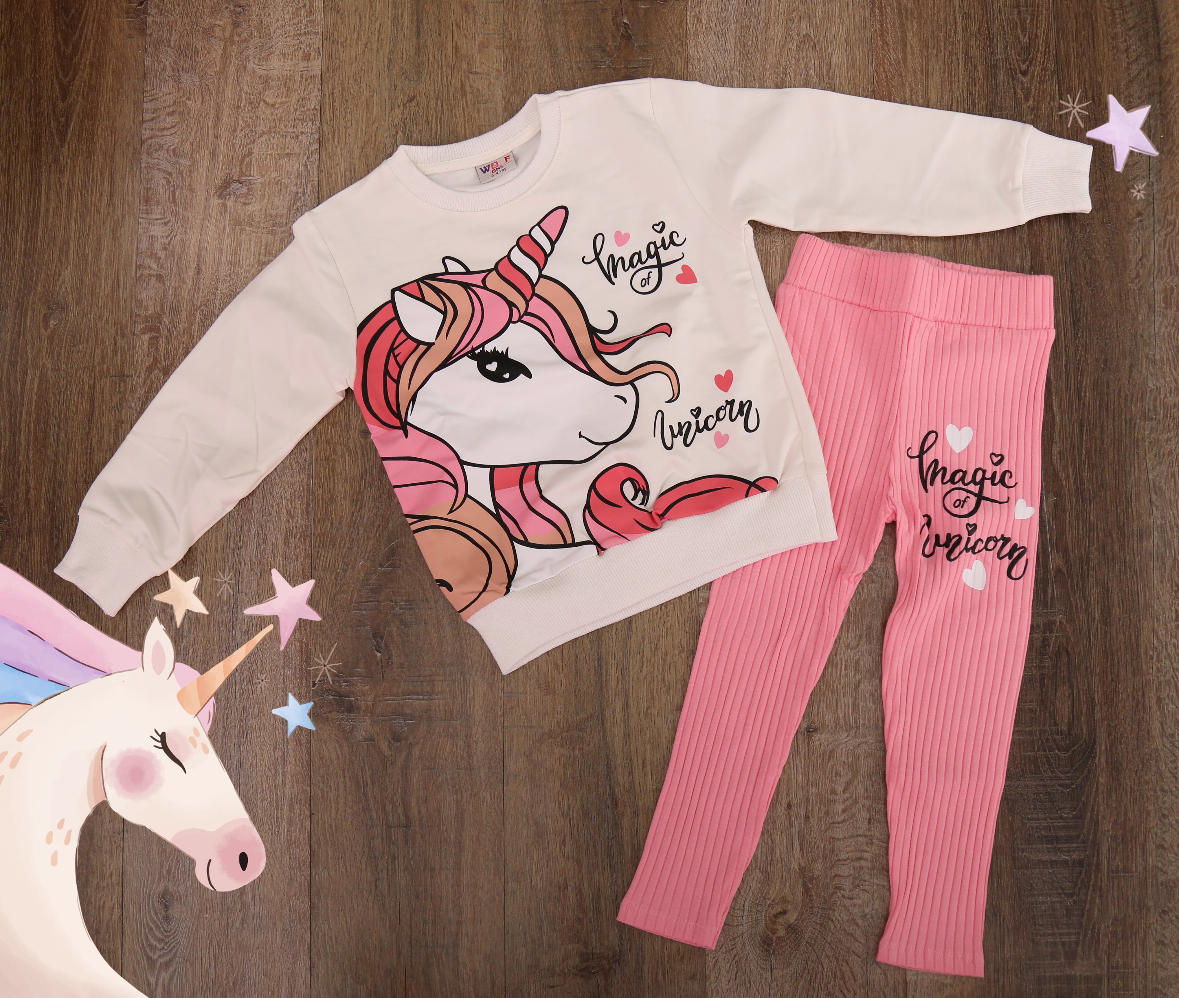Magic of Unicorn Cotton Outfit Set Pink - Kids Girls