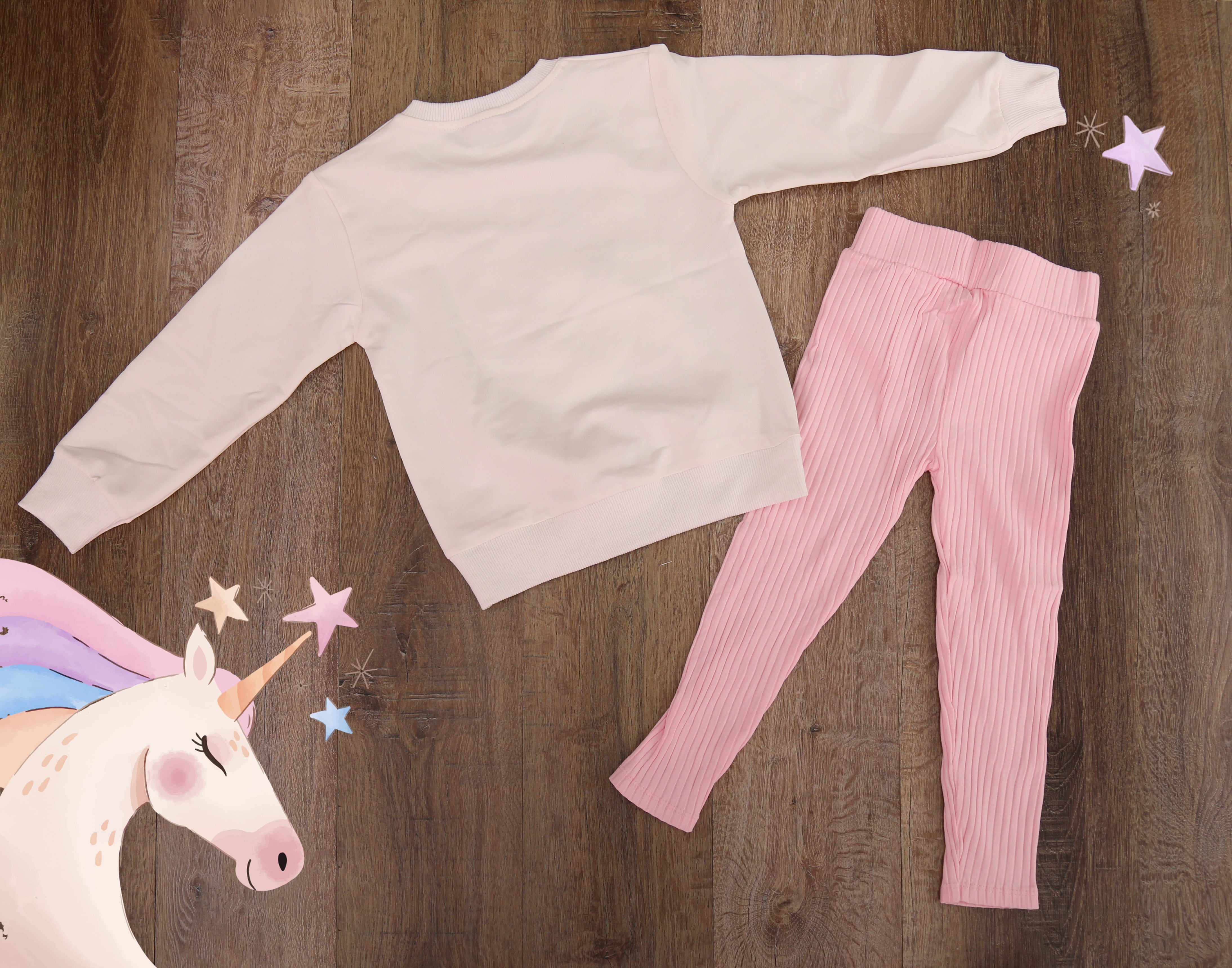 Magic of Unicorn Cotton Outfit Set light Pink- Kids Girls