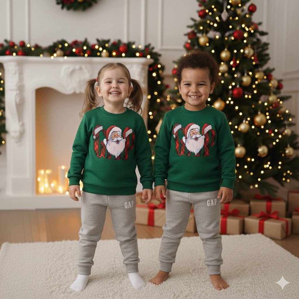 GAP Santa Christmas Green and Silver Tracksuit Set- Kids Boys/Girls (3-12Y)