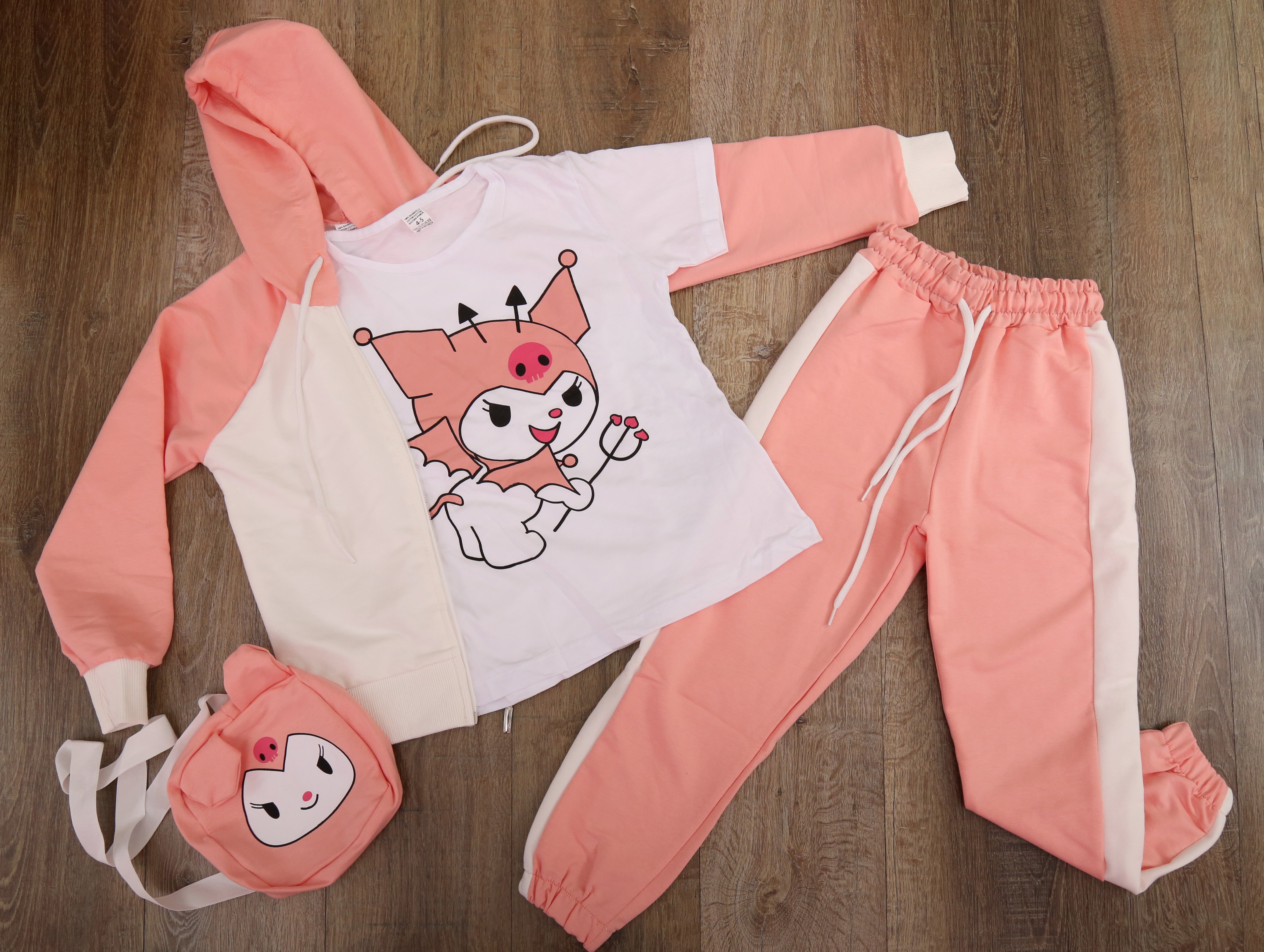 Kuromi chaharacter Outfit 4 Pieces Set - Kids Girls (4Pcs)
