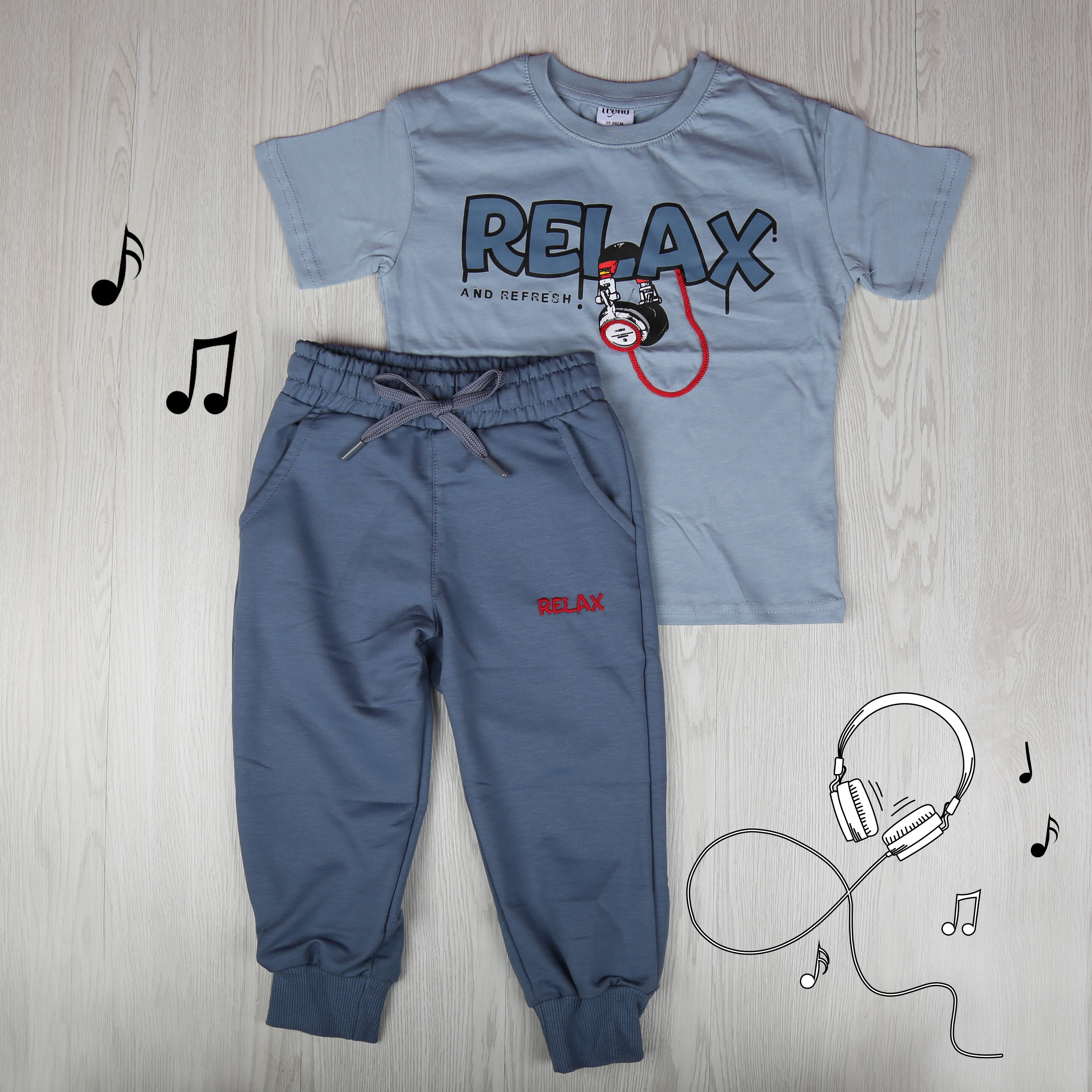 RELAX Headphone Vibes Top and Pants Set  (2 Colors) - Kids Boys