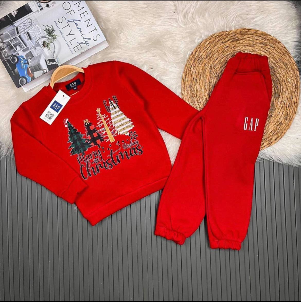 GAP Christmas Red Tracksuit for Boys and Girls Set- Kids Boys/Girls (3-12Y)