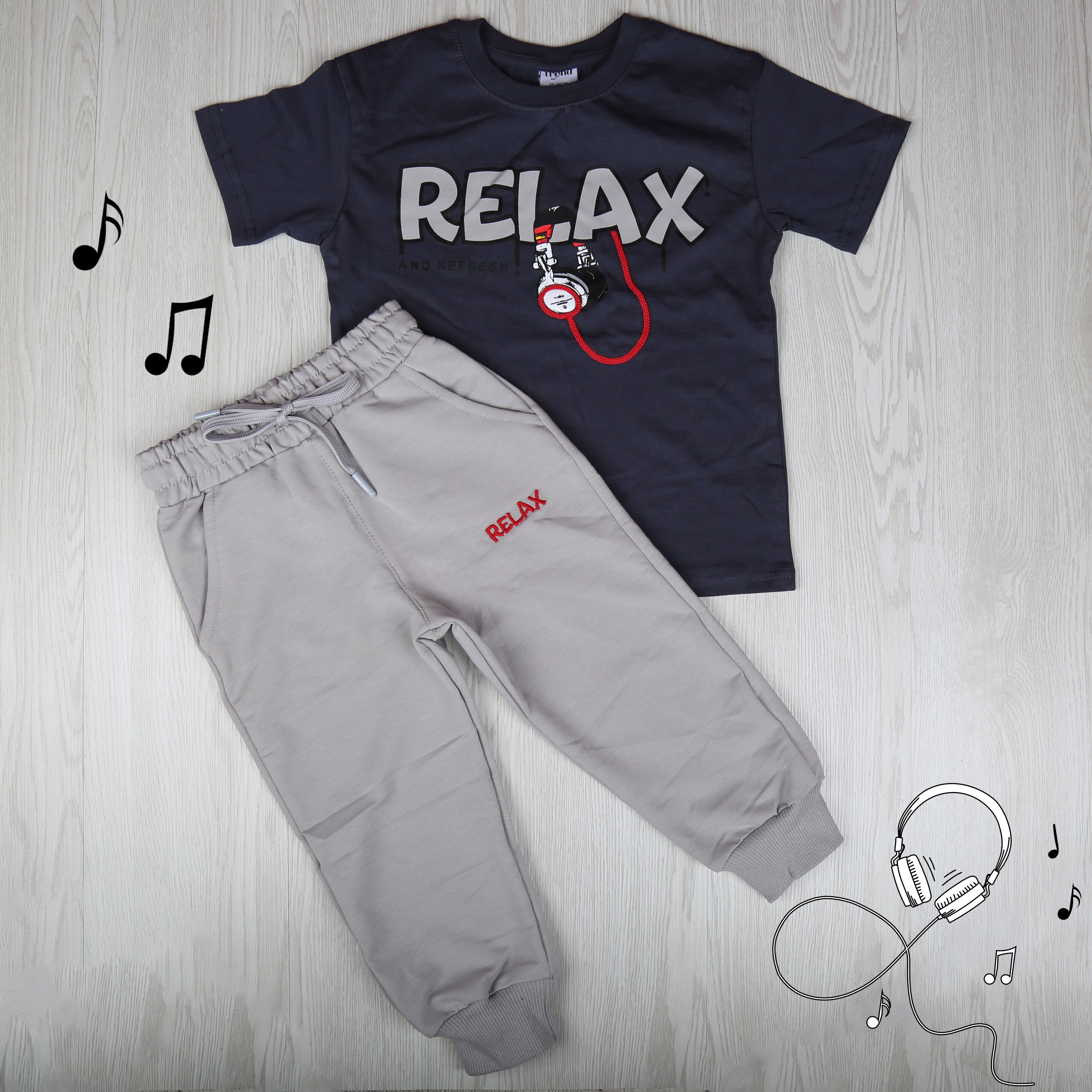 RELAX Headphone Vibes Top and Pants Set  (2 Colors) - Kids Boys