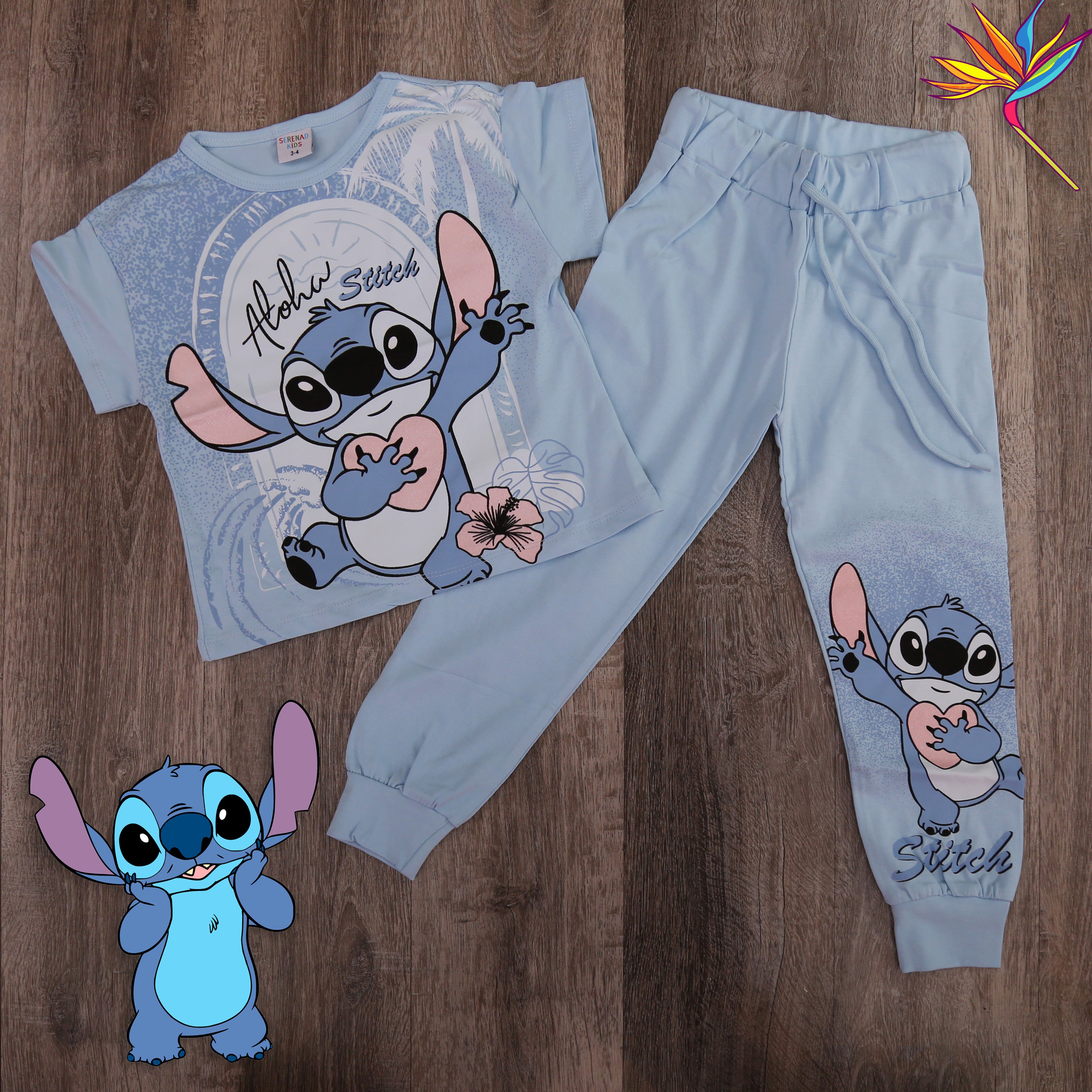 Aloha Stitch Kids Set (Blue) – T-Shirt and Joggers - (2PCs)