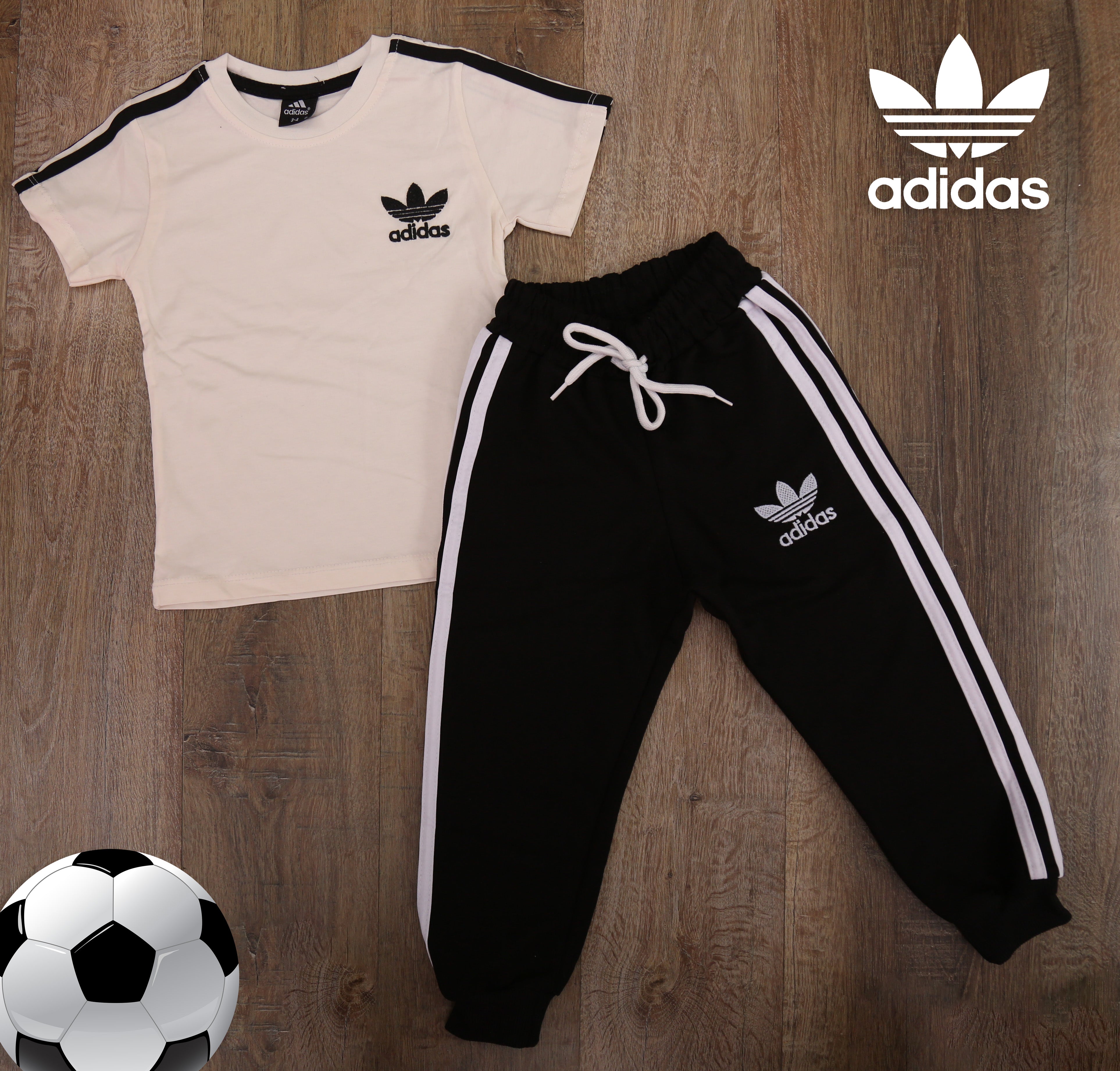 Adidas Kids’ T-Shirt and Jogger Set – Black & White - Kids Boys