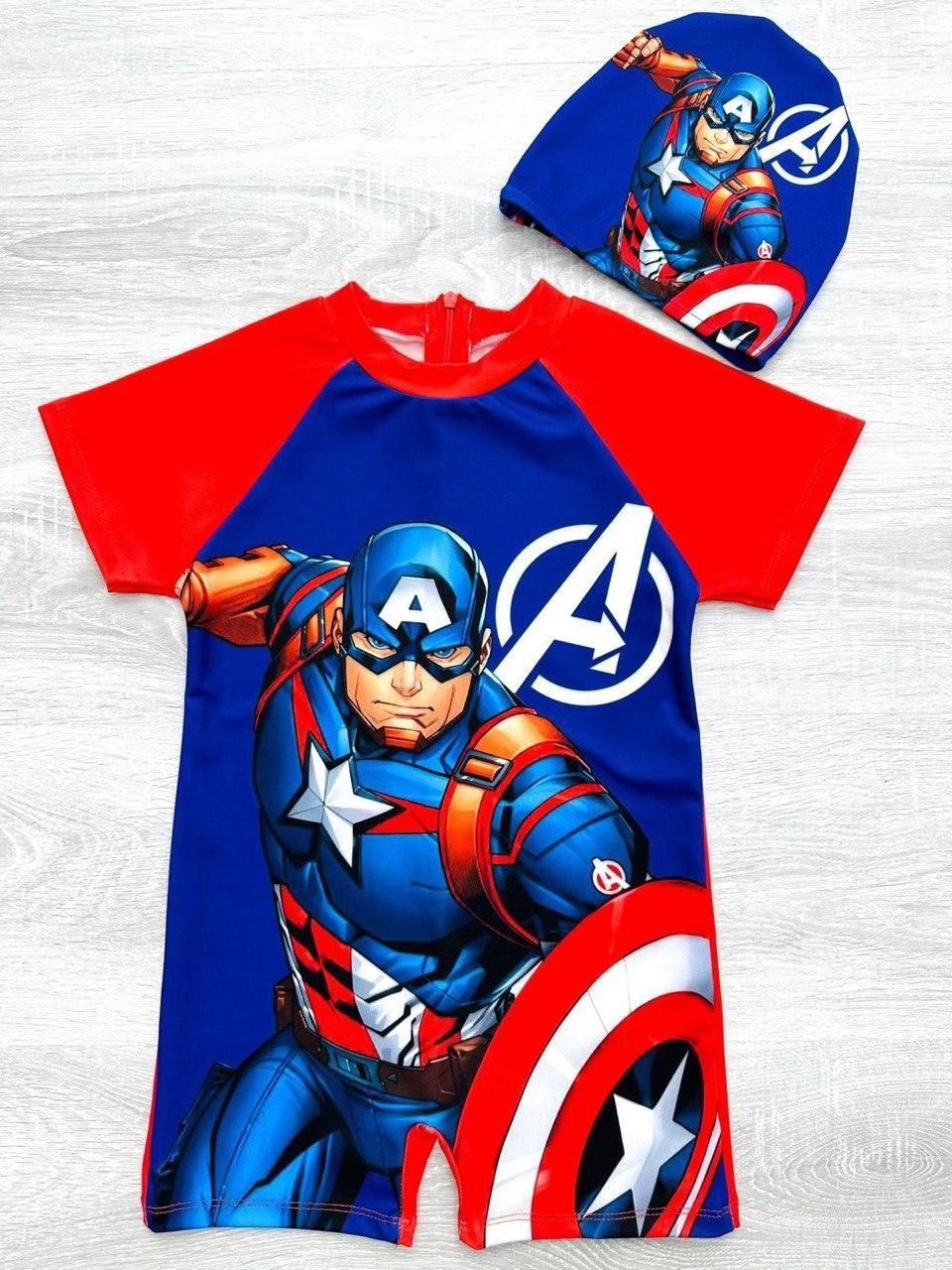 Captain America Swimsuit and Cap Set – Boys' Swimwear -Kids Boys