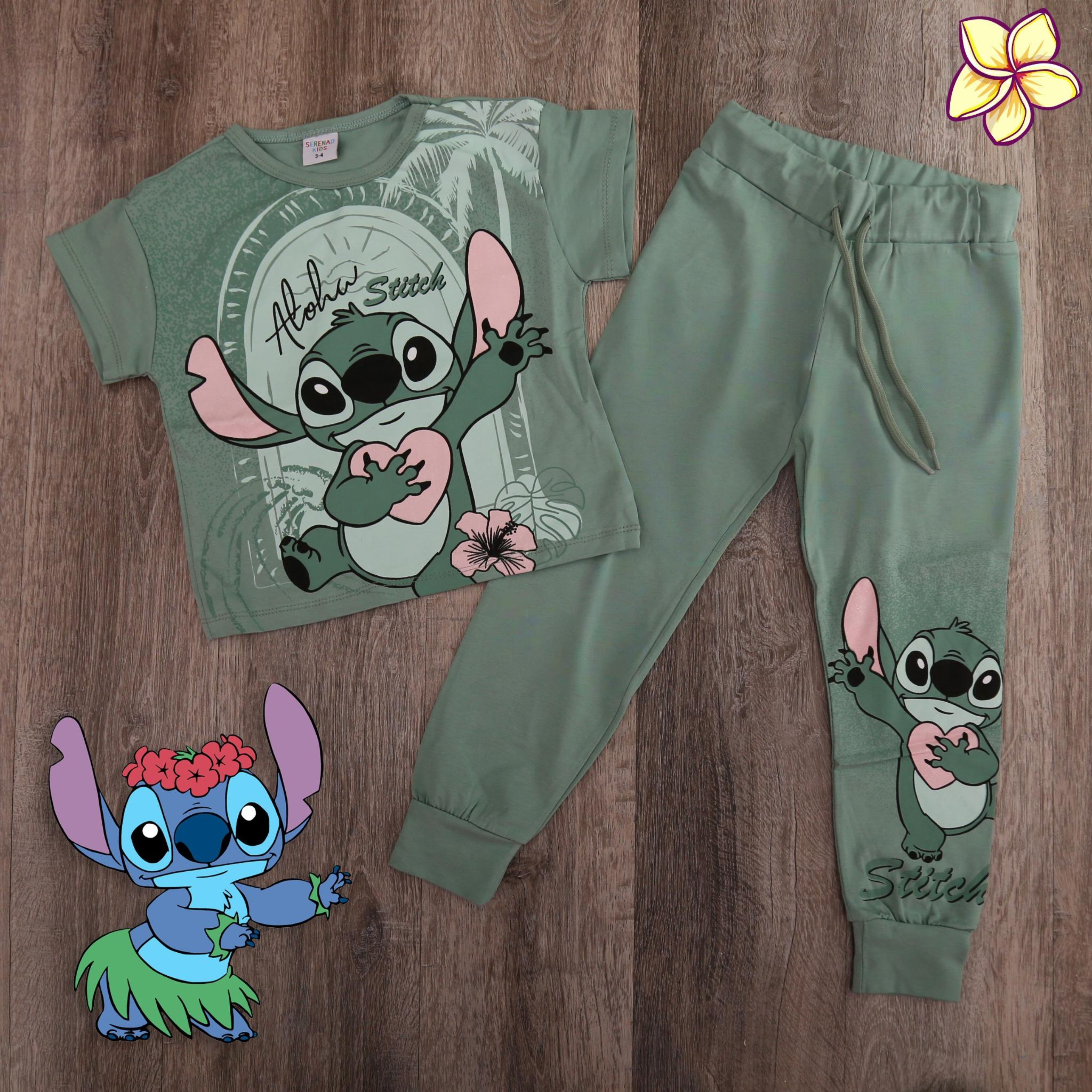Aloha Stitch Kids Set (Green) – T-Shirt and Joggers - (2PCs)