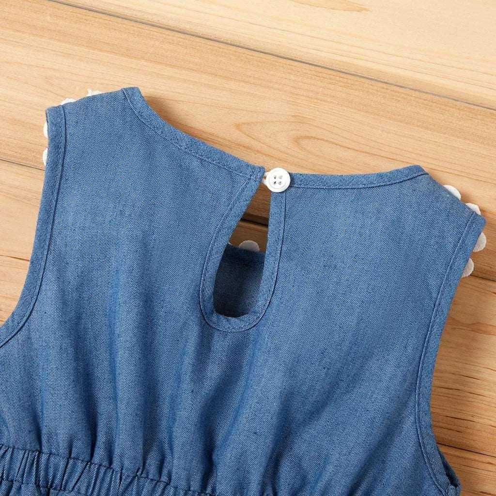 Sunflower Decor Denim Sleeveless Dress - Baby Girl - Novo Kids