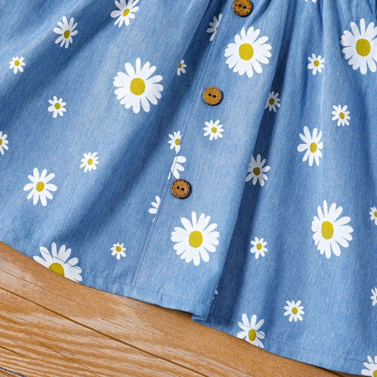 Floral Bowknot Denim Strap Dress - Toddler Girls - Novo Kids