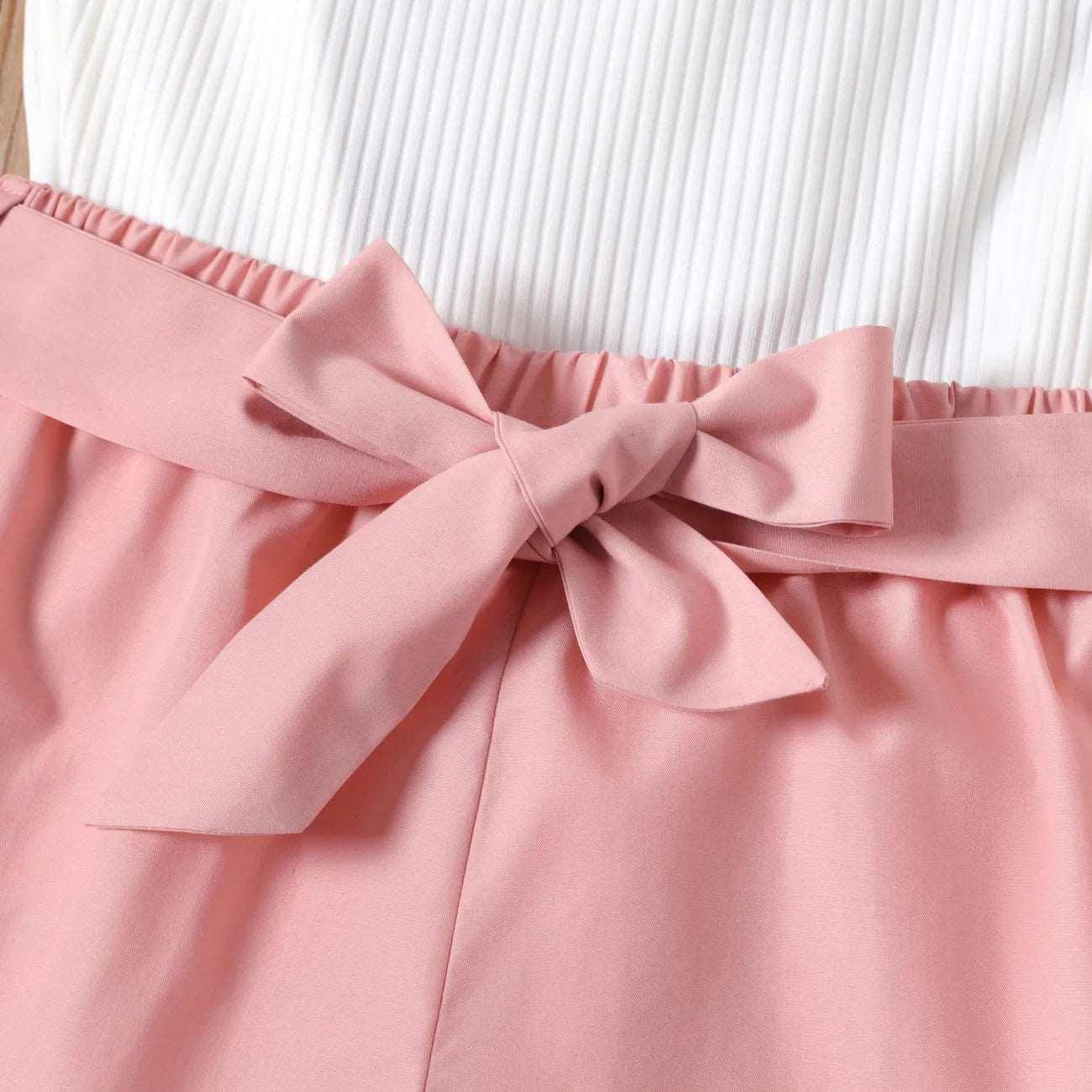 Ribbed Halter Tank Top and Belted Shorts Set - Toddler Girl (2Pcs) - Novo Kids