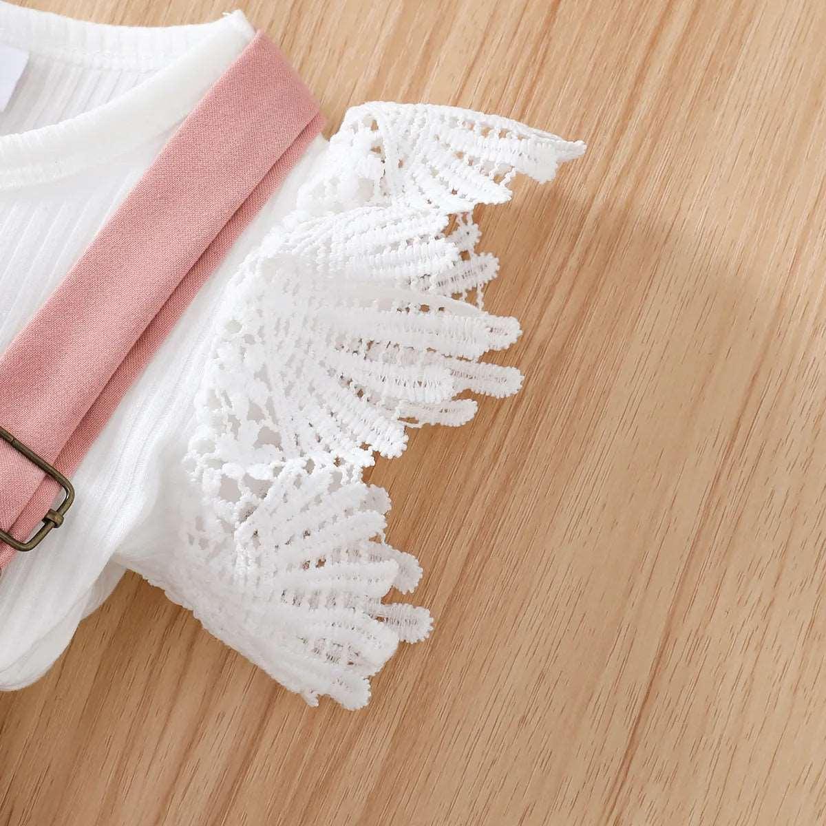 Lace Romper & Suspender Skirt Set with Headband - Baby Girl (3Pcs) - Novo Kids