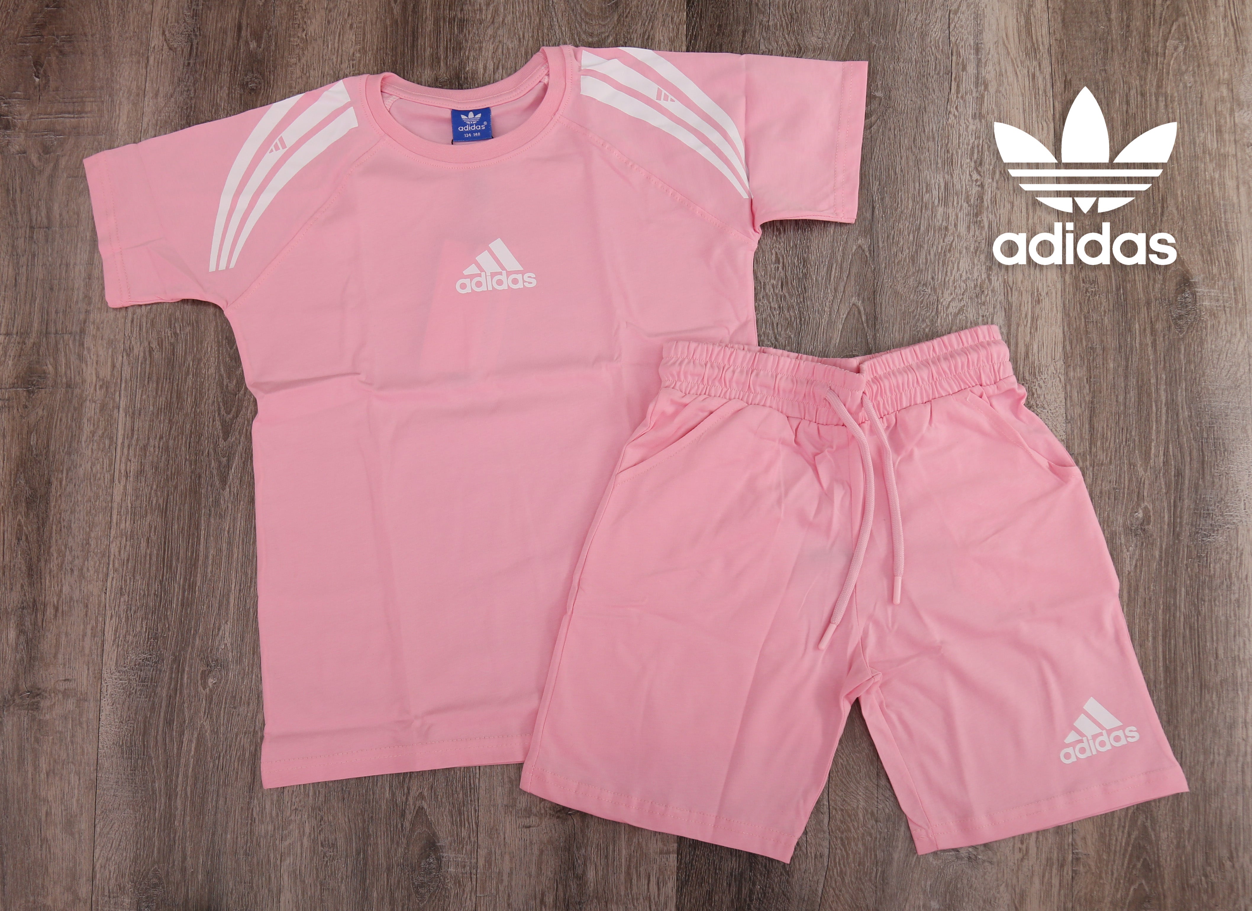 Adidas Girls’ Pink  Set Top, Short and Hat- Kids Girls (3PCs)