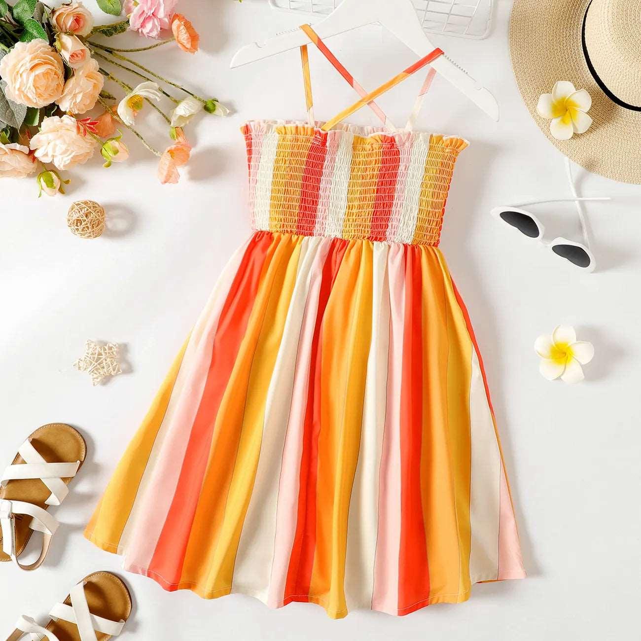 Stripe Smocked Slip Dress - Kids Girl - Novo Kids