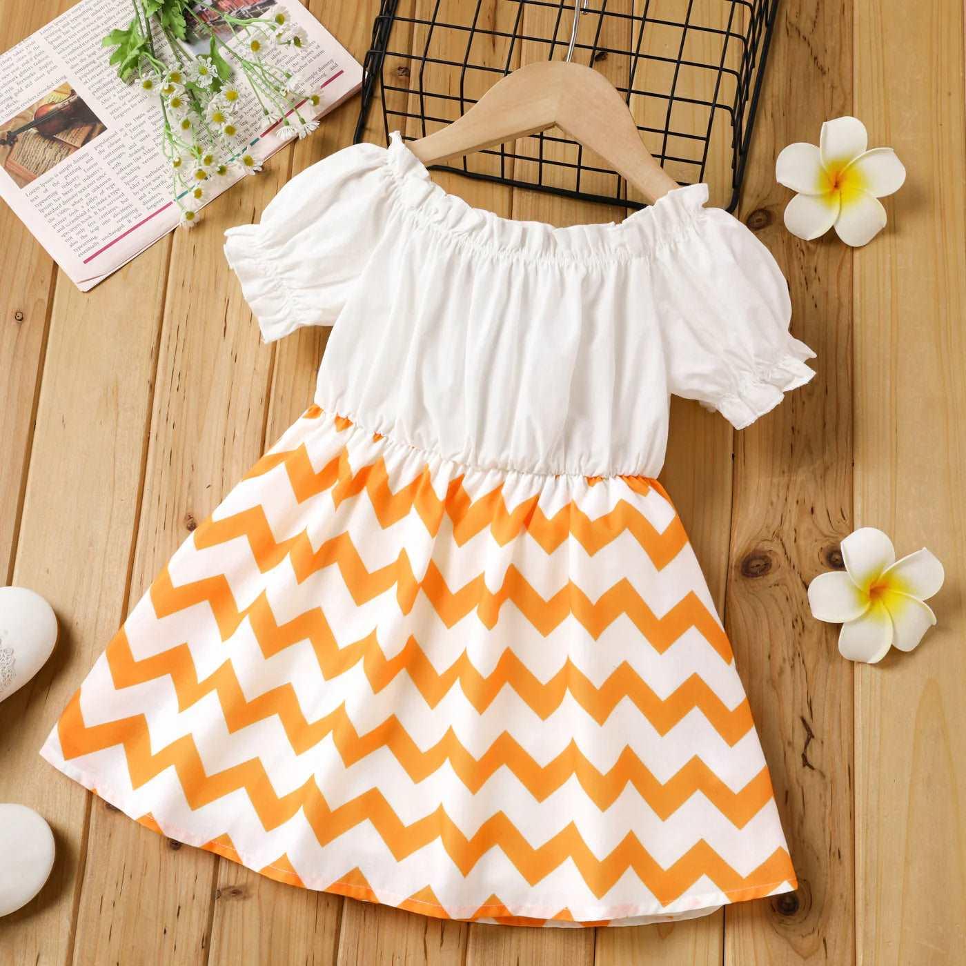 Off-Shoulder Geo Panel Dress - Toddler Girl - Novo Kids