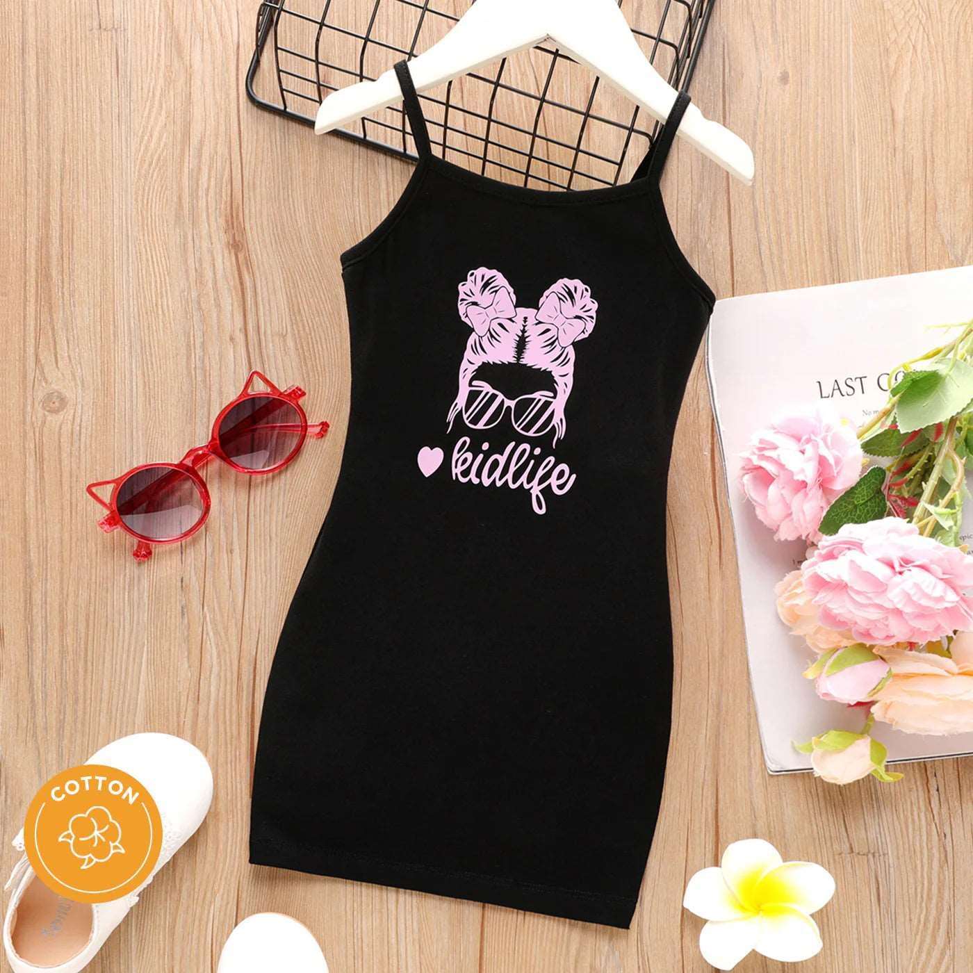 Figure & Letter Graphic Bodycon Slip Dress - Toddler Girl - Novo Kids