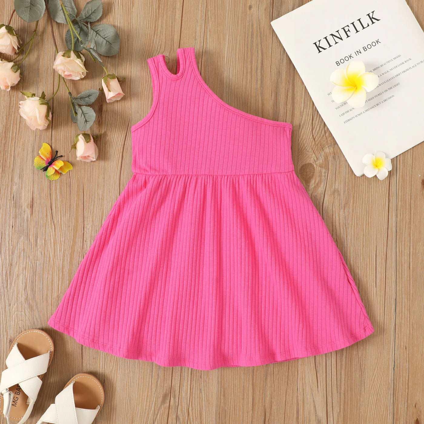 Textured Solid Sleeveless Dress - Toddler Girl - Novo Kids