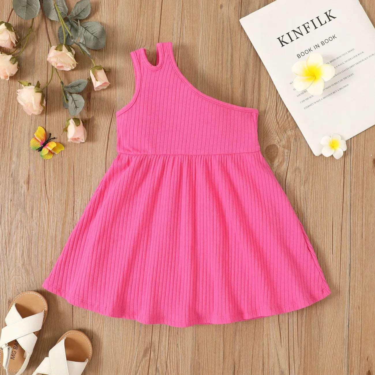 Textured Solid Sleeveless Dress - Toddler Girl - Novo Kids