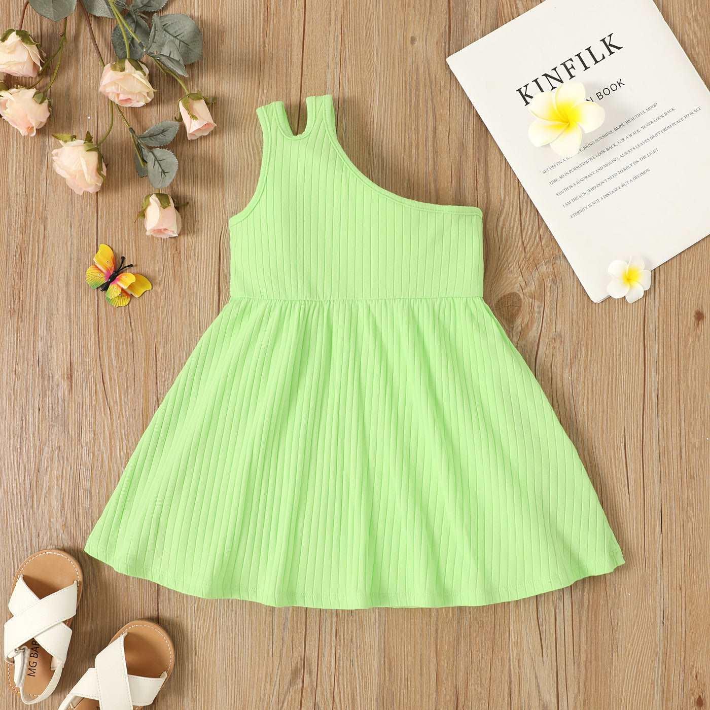 Textured Solid Sleeveless Dress - Toddler Girl - Novo Kids